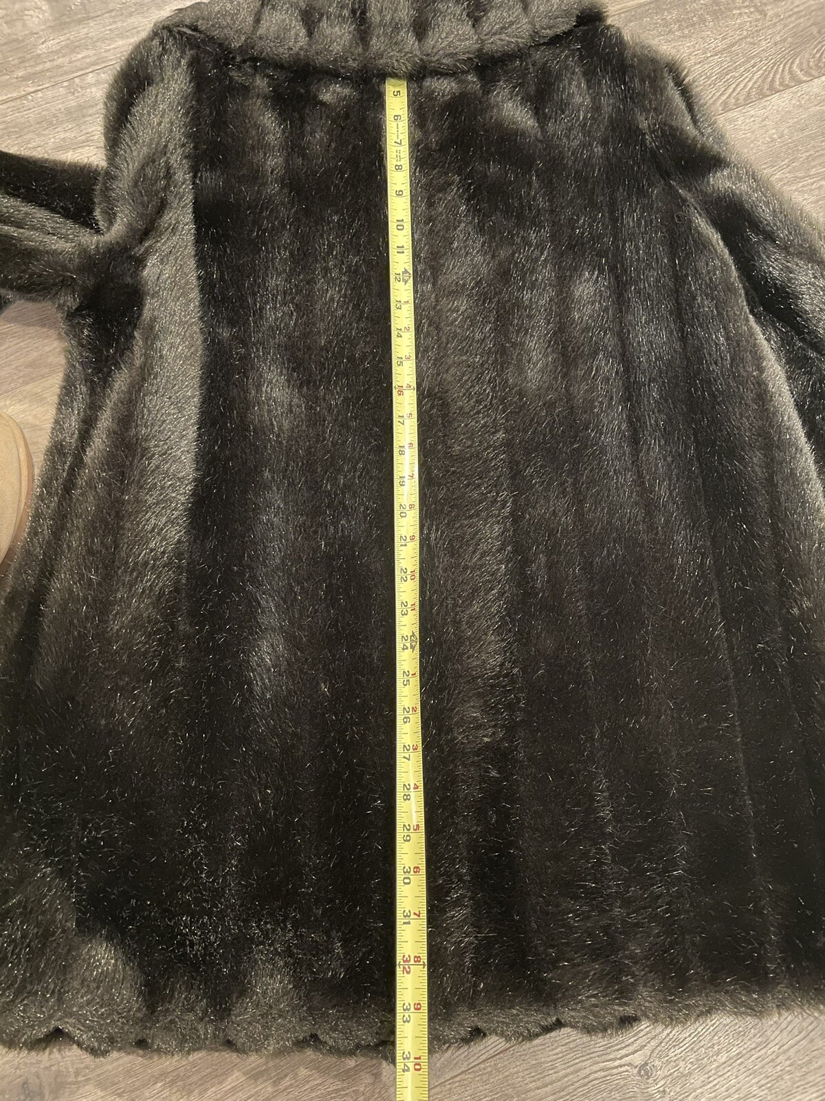 Vtg 1960 Black Faux Mink Fur Coat Shawl Collar Mar-Del Rice + Betmar Bucket Hat