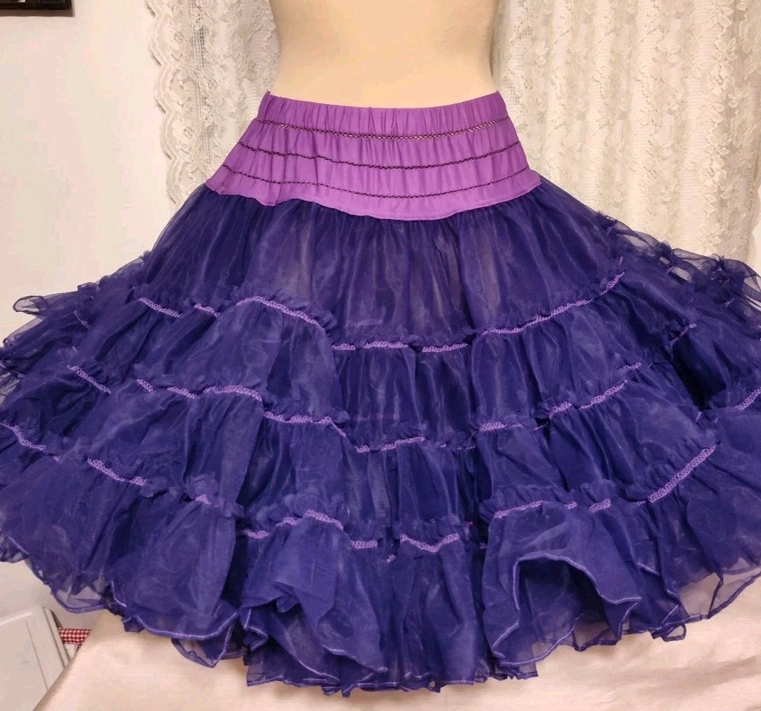 Vintage Petticoat Full Circle Skirt Swing Square Dance Nylon Purple
