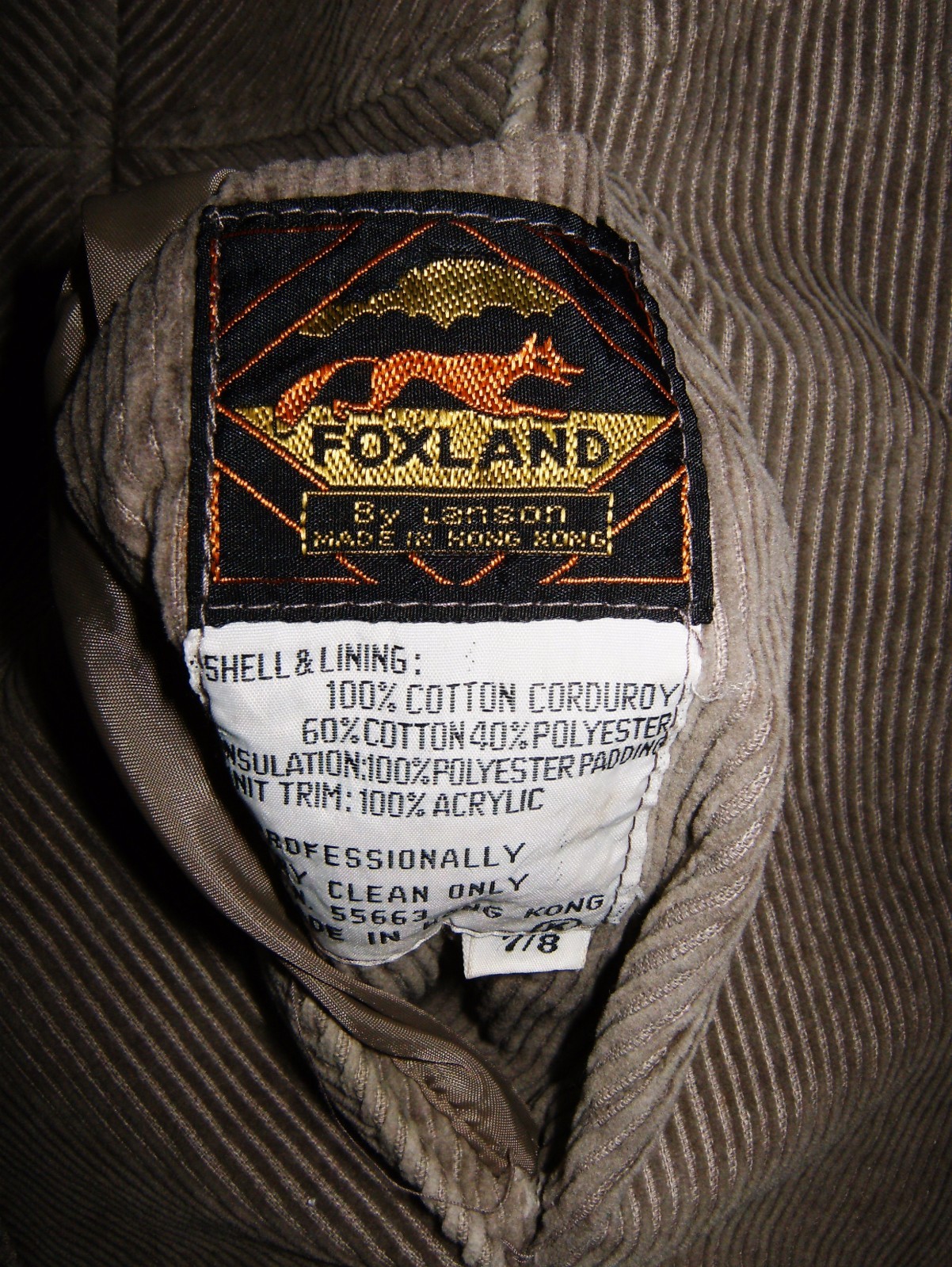 Vintage FOXLAND Herringbone Corduroy Jacket Gray Size M 7/8 Reversible 1980’s