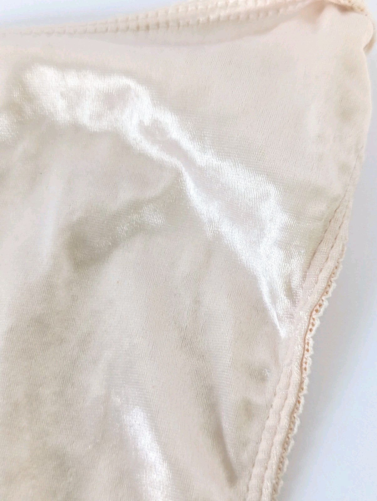 Vintage Victoria Secret Second Skin Satin Bikini Hi Cut Panty Champagne M Gold
