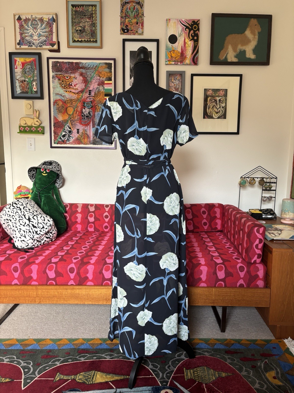 Vintage 80s 90s Norma Kamali Flower Dress S / M Grunge