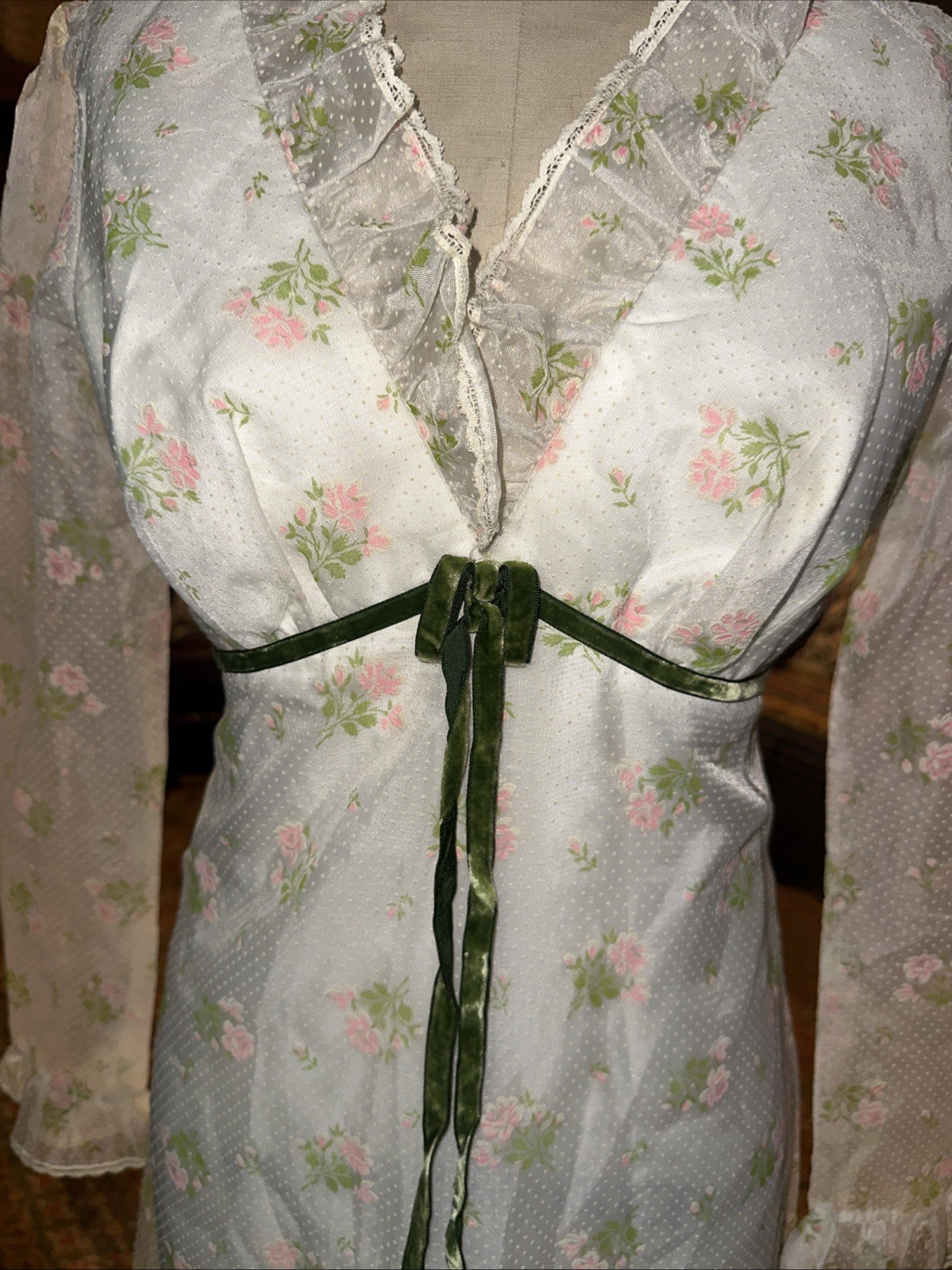 Vtg XS/S Hippie Flower Child Prairie Floral Dress
