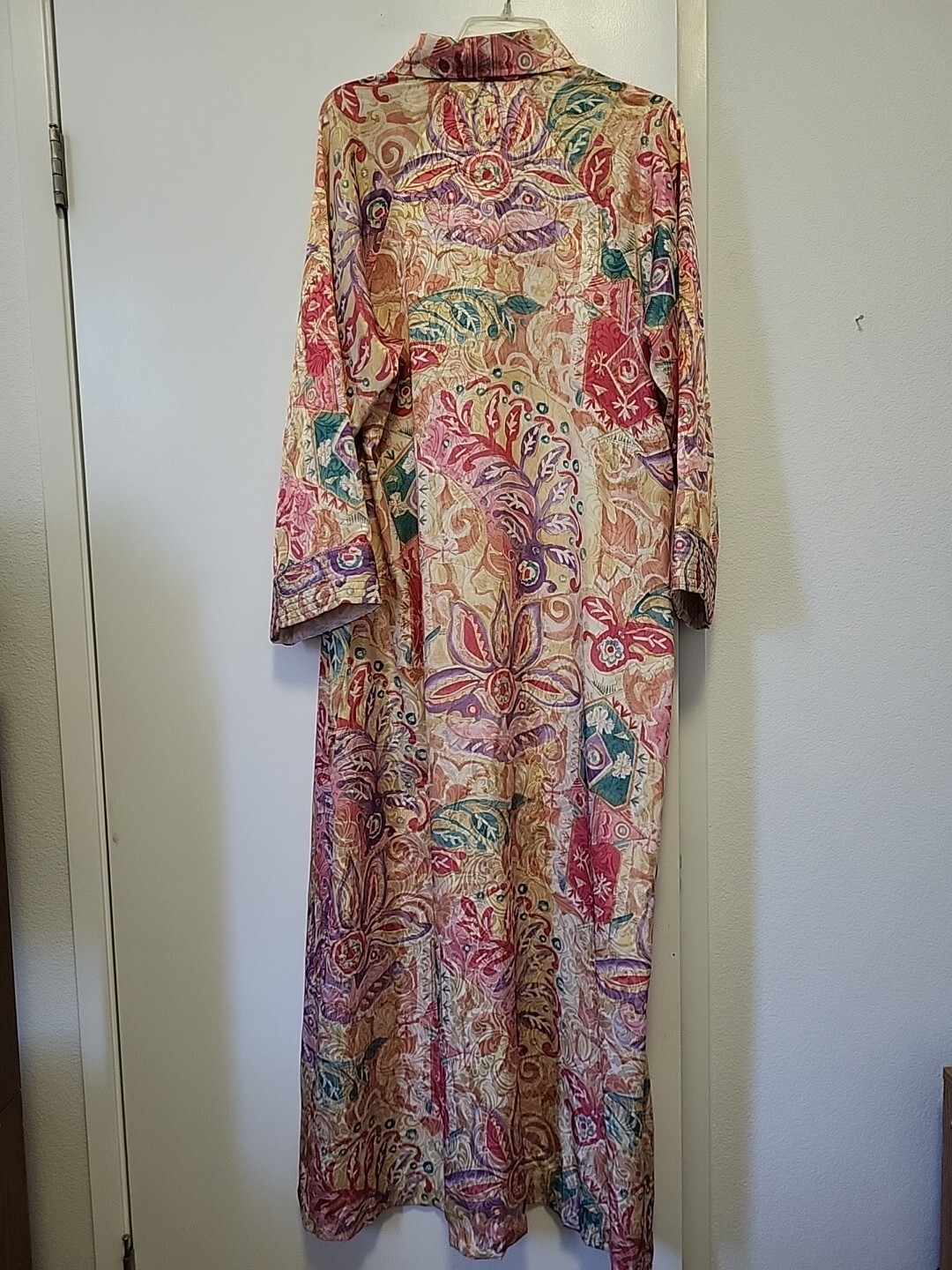 Mary Mcfadden Vintage Long Peignoir Set Gold Purple Pink Small