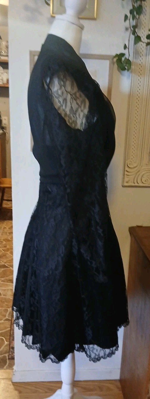 Vintage 80’s XS/S Mademoiselle Black Lace Mini Cocktail Prom Dress With Jacket