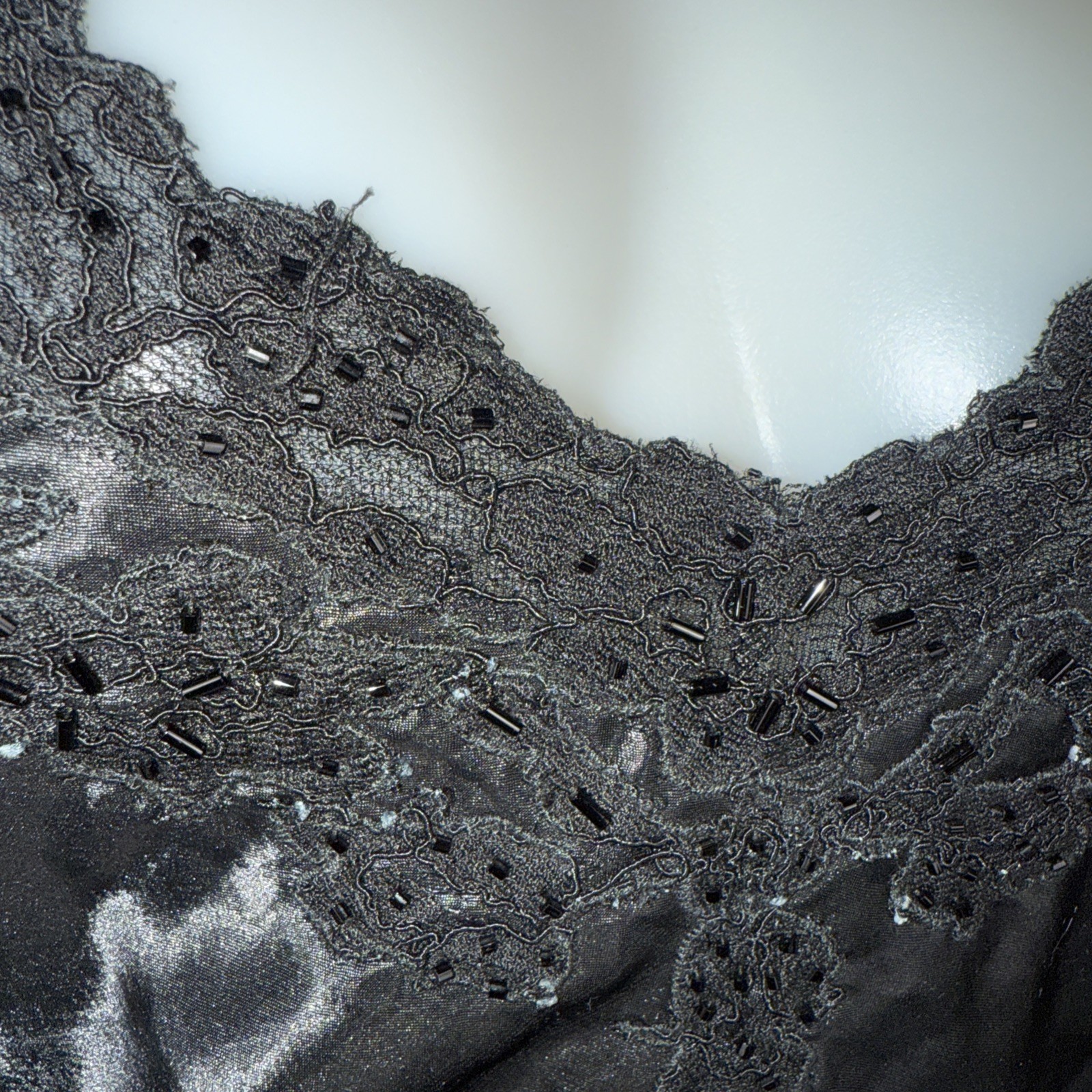 Victoria’s Secret Vintage Black Lace And Tulle Teddy Women’s Small Beaded