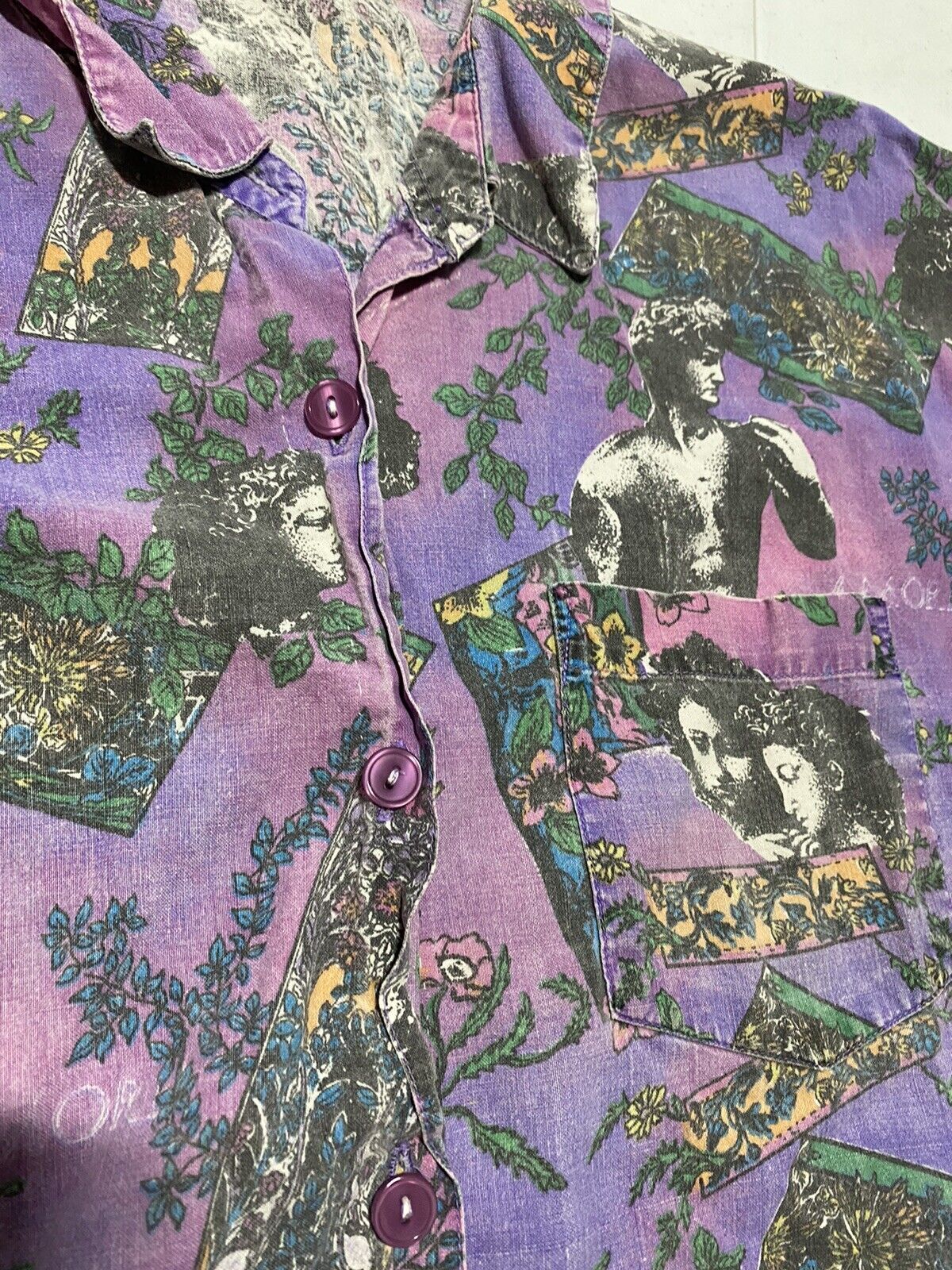 Vintage 1990s Michelangelo? Art Women’s Button Down Shirt 22×27 P8