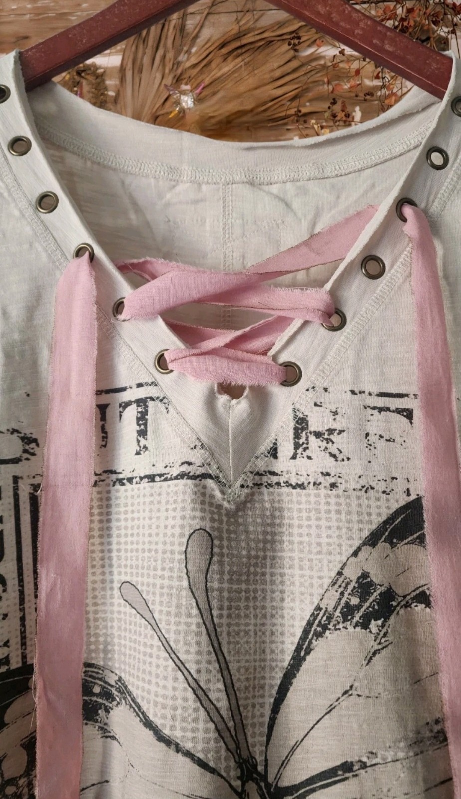 Free People Magnolia Style Gray Cotton hippie boho t-shirt top blouse shirt XL