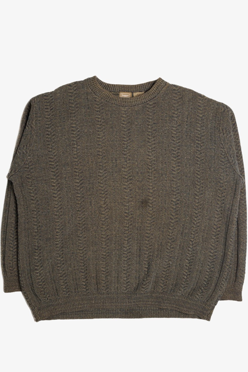 Vintage Haggar Fair Isle Sweater X-Large Dark Green Crew Neck 100% Wool
