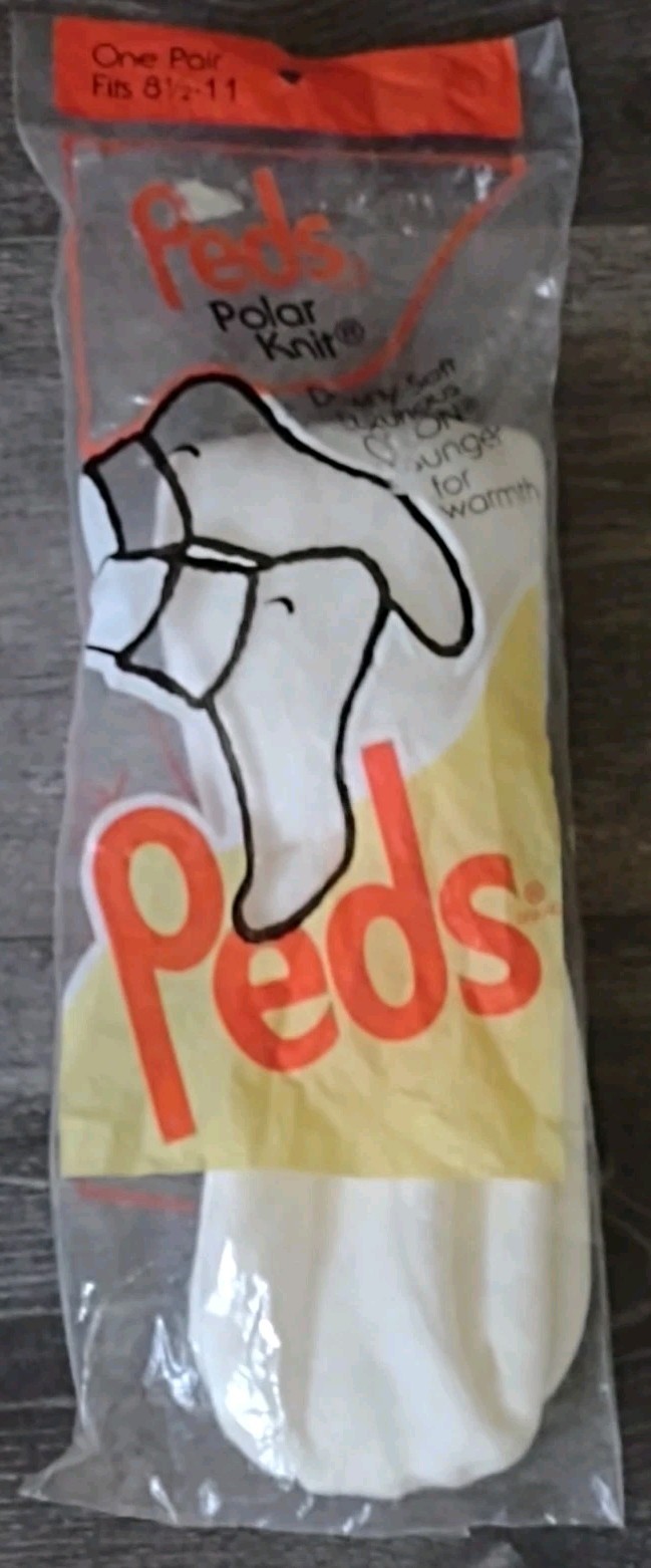 Vtg NIP Peds Socks Orlon Nylon USA Lounge Boot Liner Soft White