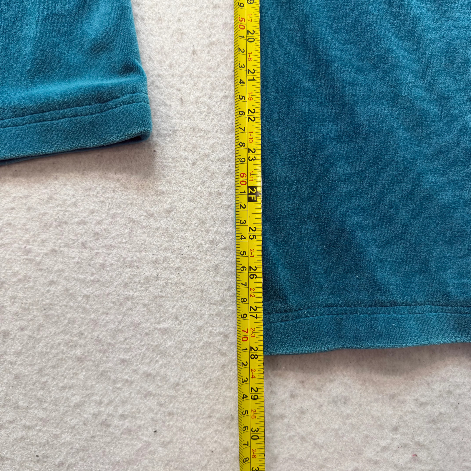 Vintage Juicy Couture Women’s Dark Teal Velour Flared Track Pants Pockets Size L