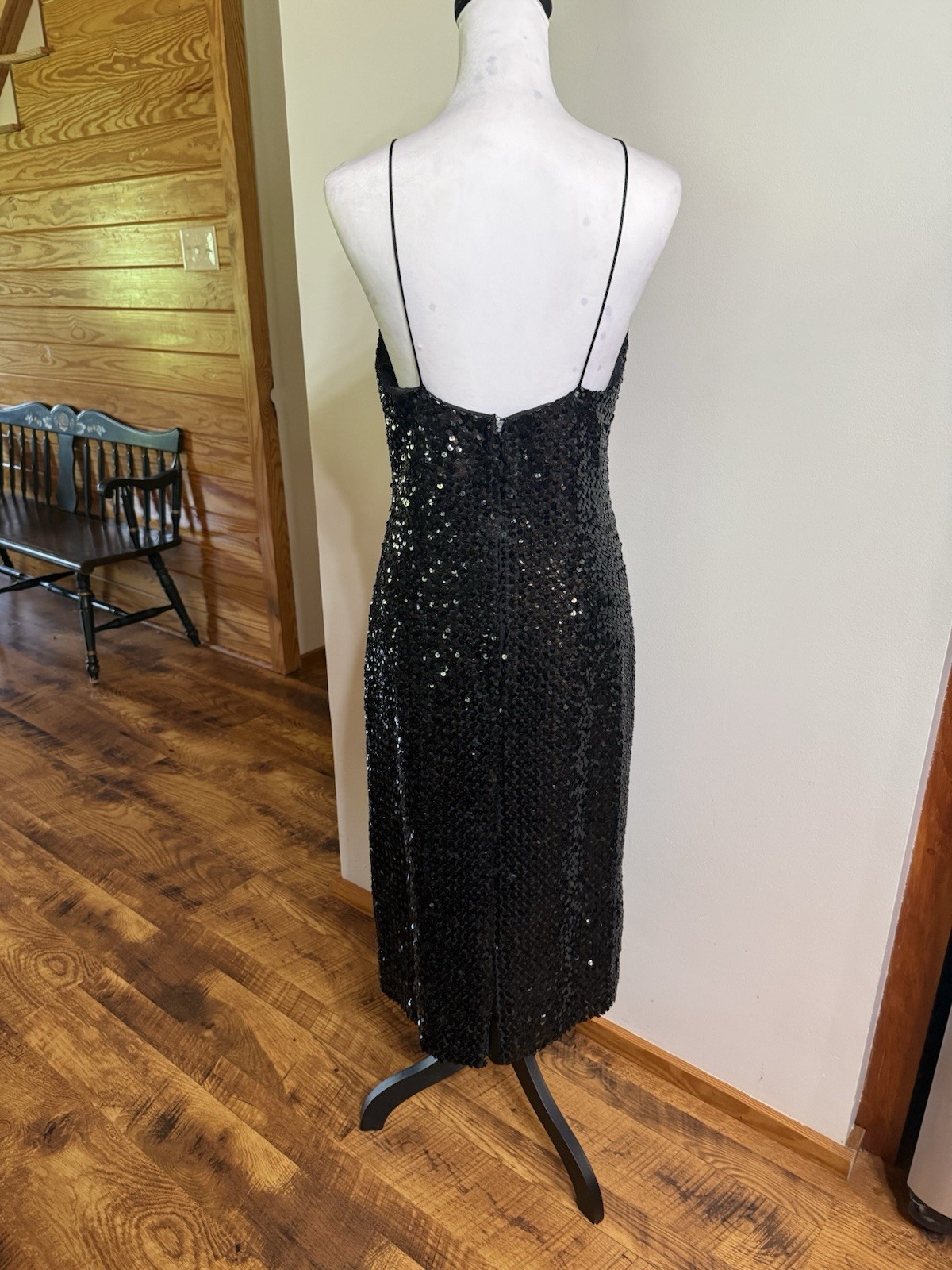 Vintage Anthony Muto Sequin Midi Dress M Glam Disco Party