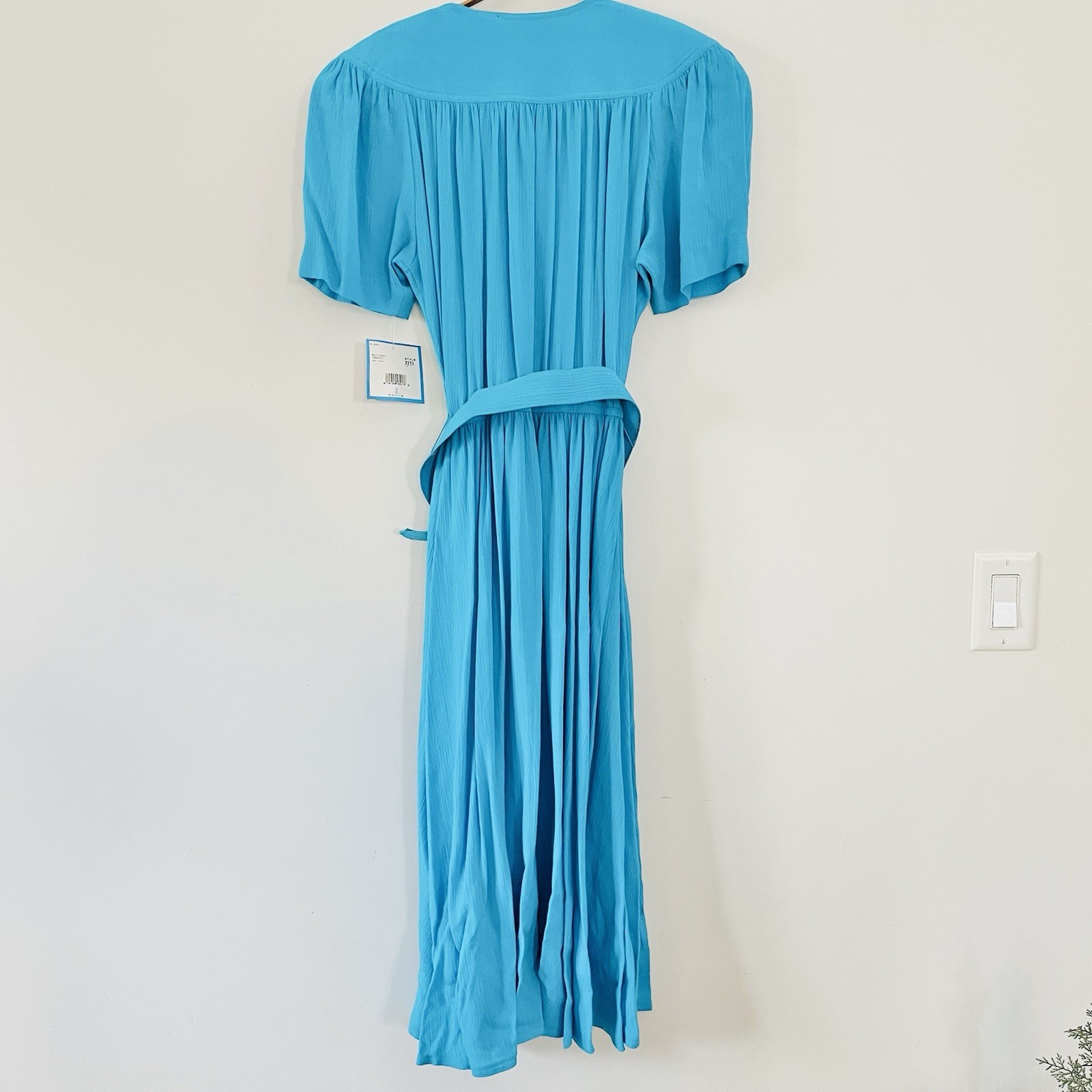 VTG Leslie Fay Dress Bold Strokes Turquoise Sz 8P Secretary 80s