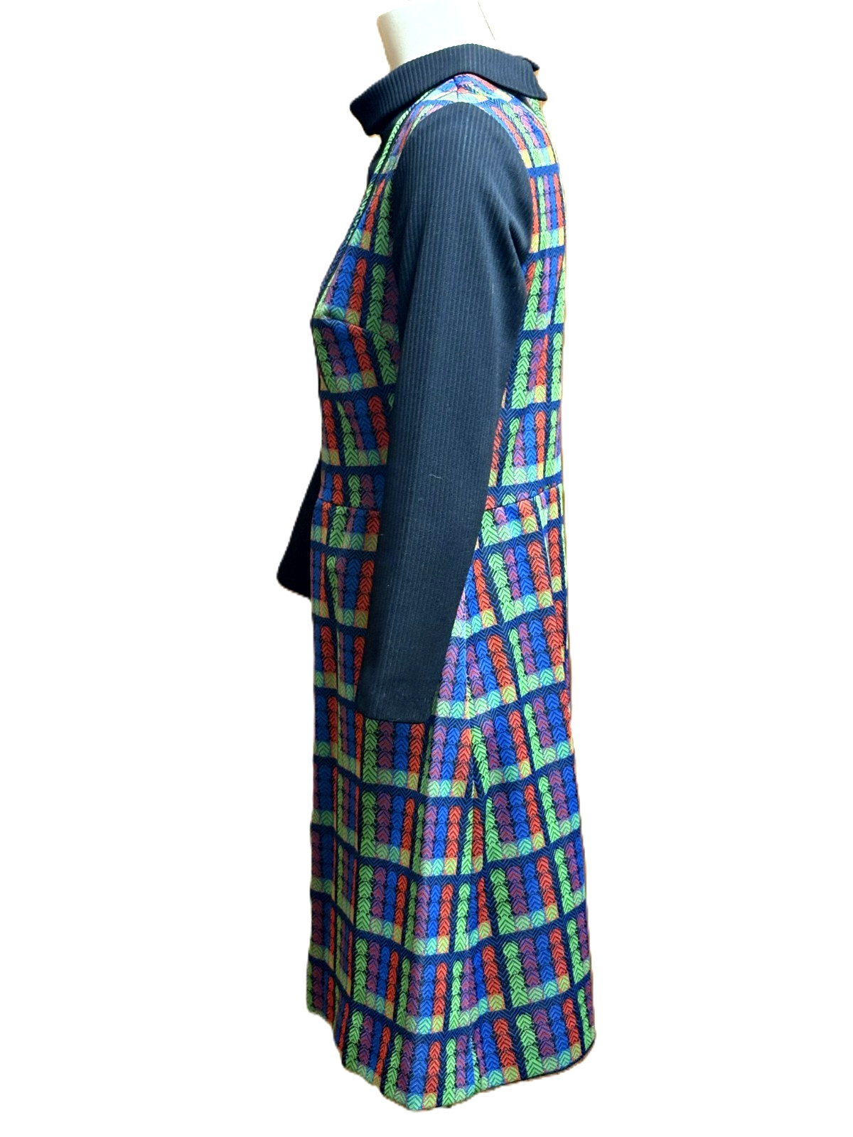 Vintage70s It’s Better Mod Geo Rainbow Print Pinafore Jumper Dress 16