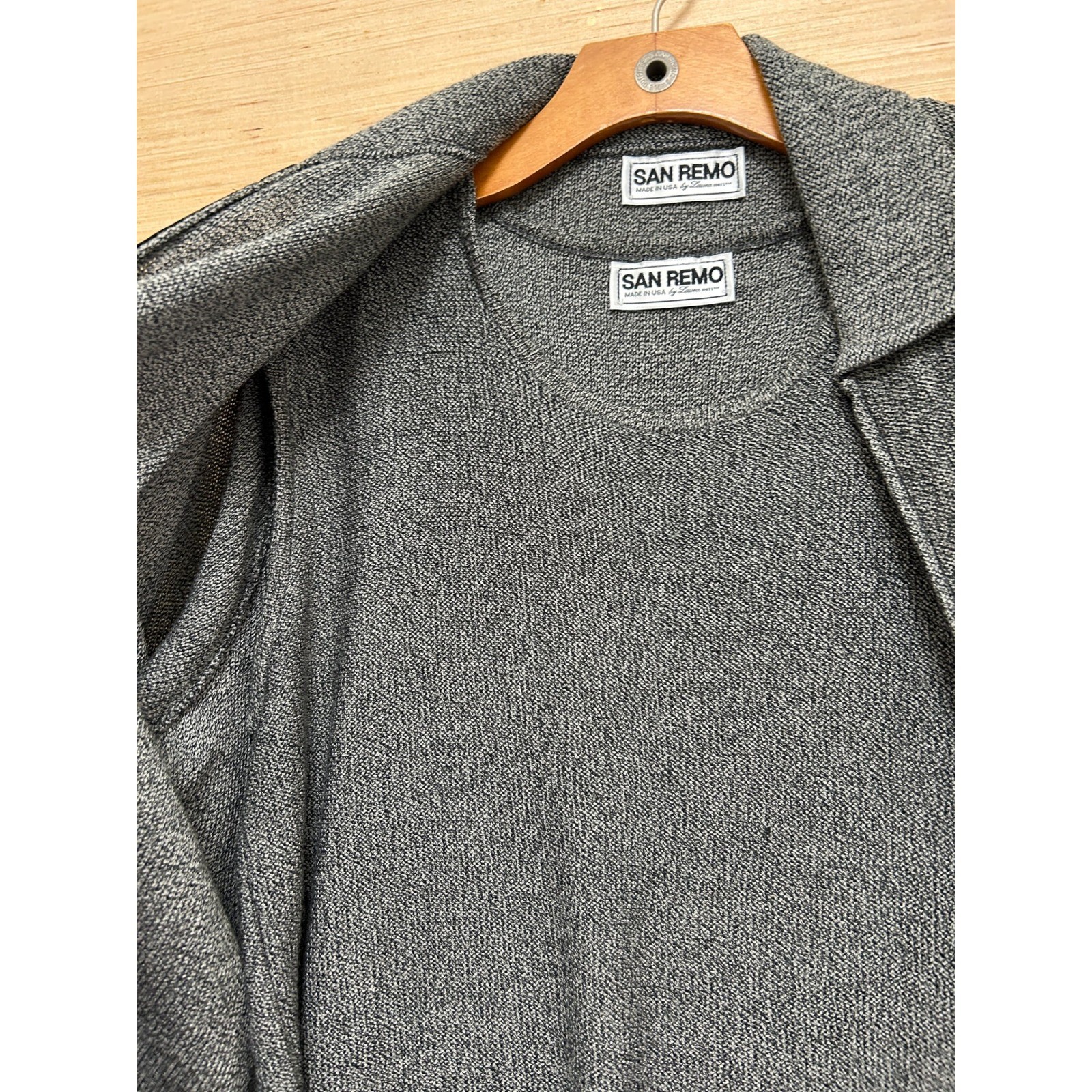 San Remo by Laura Knits Gray Zip Up Jacket and Tank Top Set XL Made in USA
