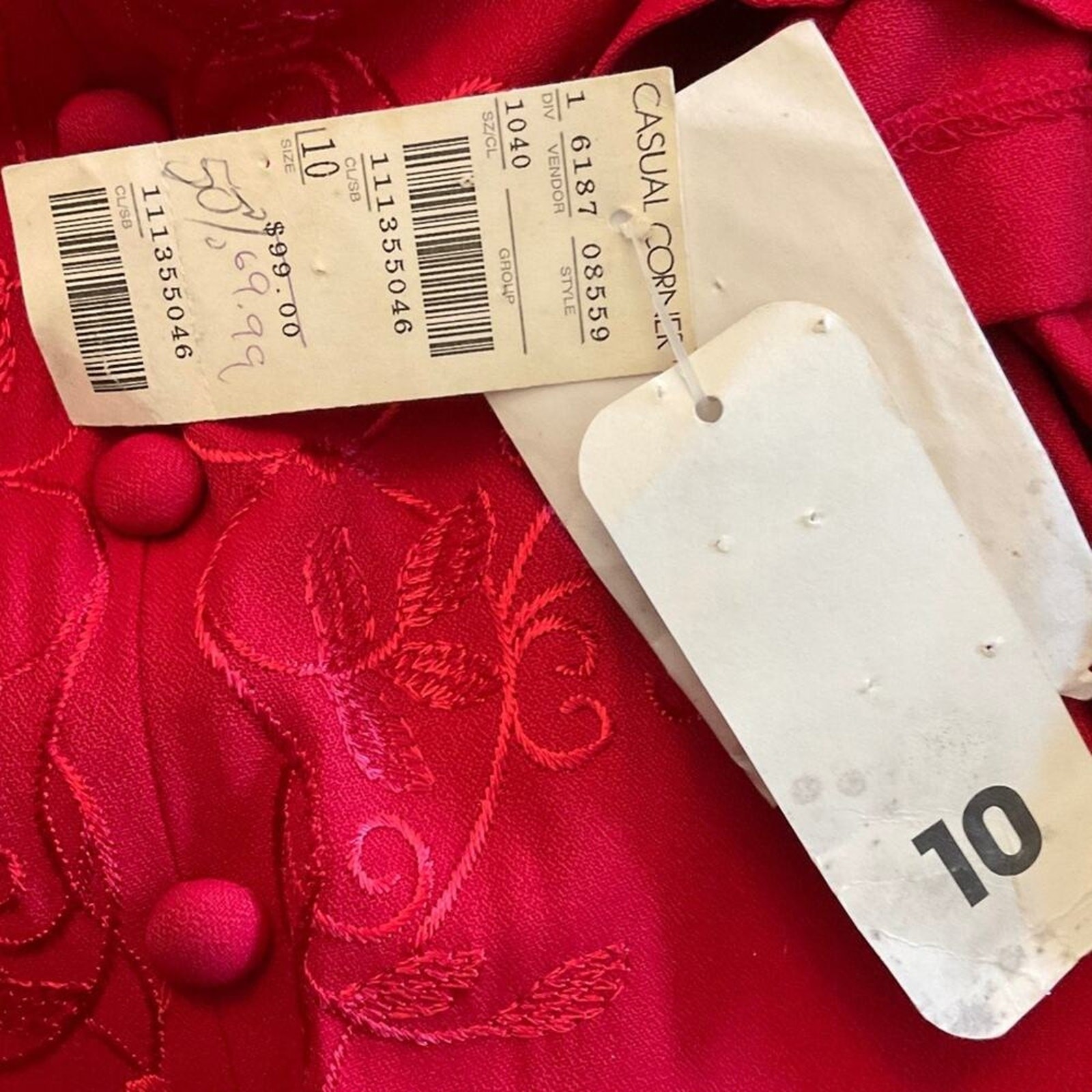 NWT Deadstock Vintage Casual Corner 90’s Red Midi Dress Pretty Woman sz 10