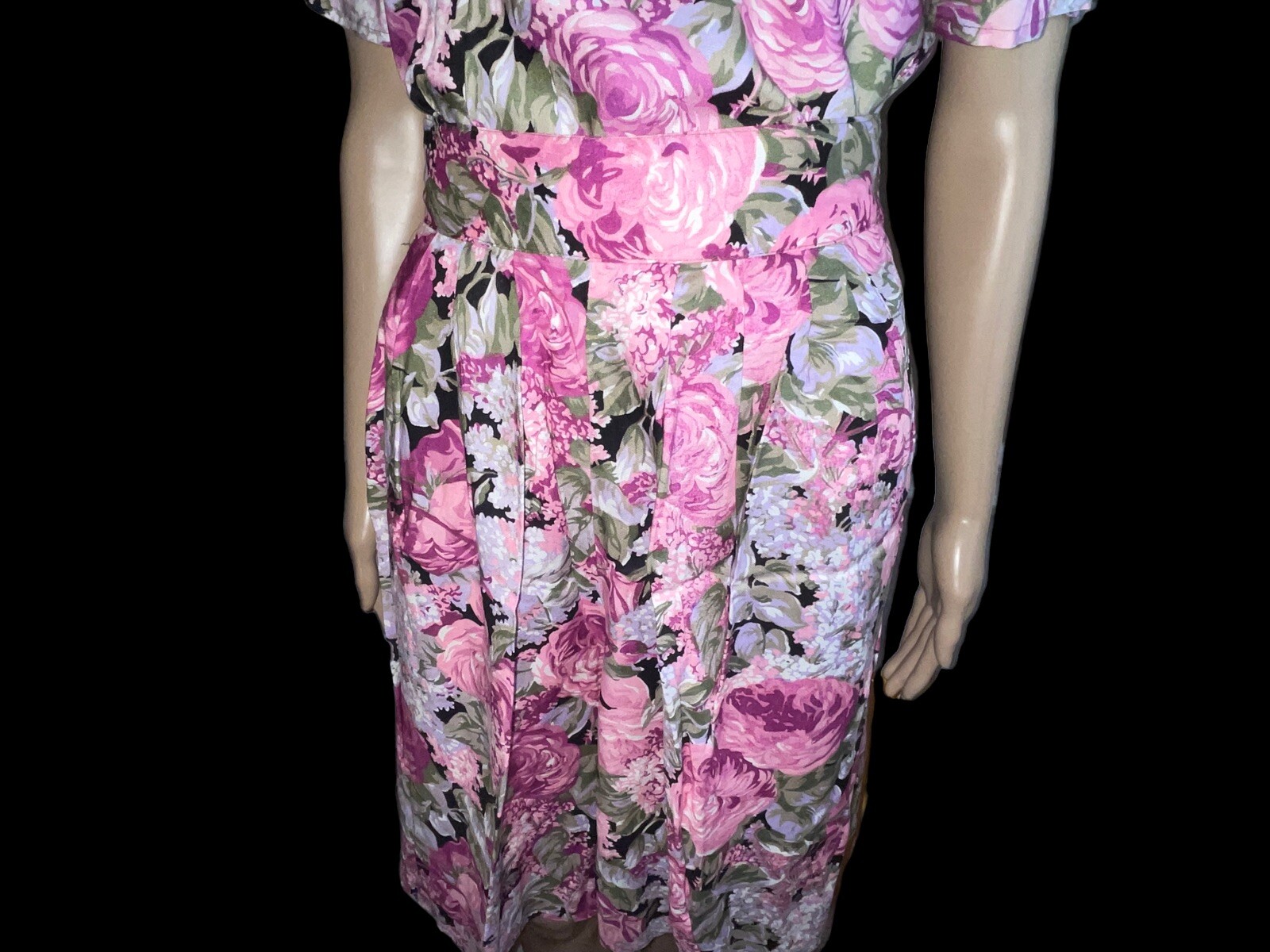 VTG 80s Langtry Floral 2 Piece Jumper Shorts Blouse Pink Flowers Medium Mom