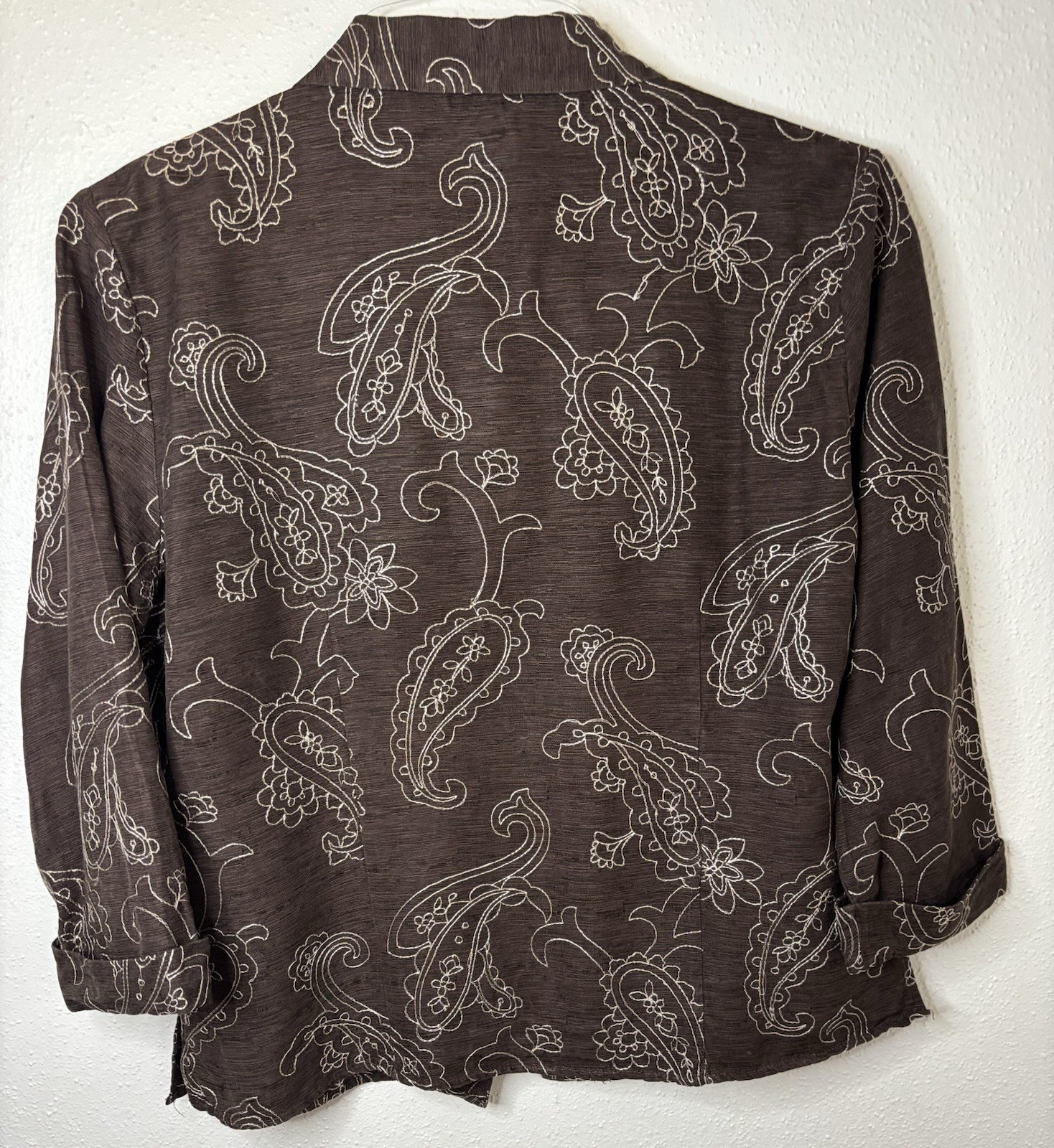 Silkland Vintage Petite L Jacket Embroidered Paisley Shirt Button Up