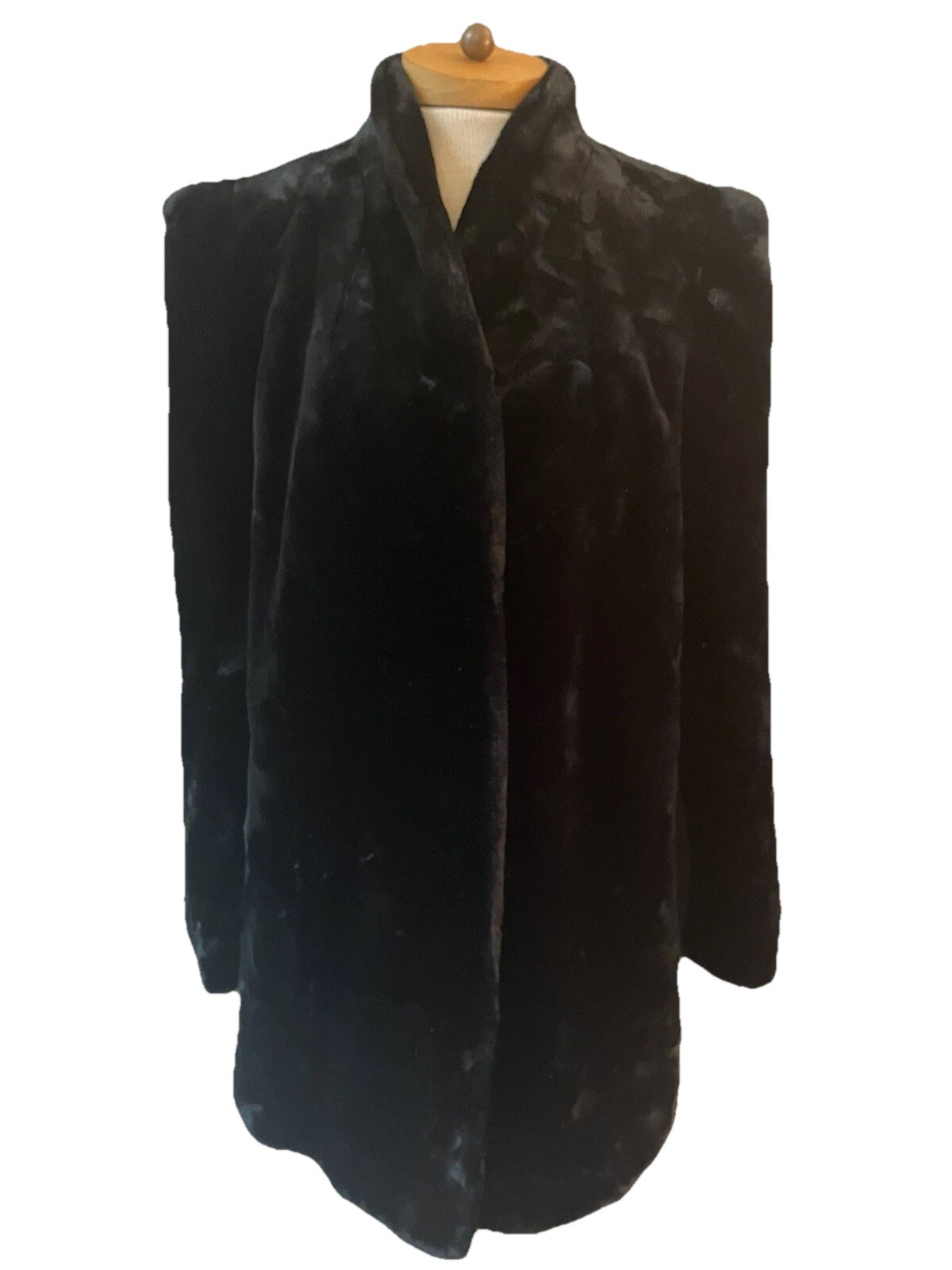 SASSON New York Paris Black Faux Fur Coat Jacket Womens Size 14 Coat Vintage