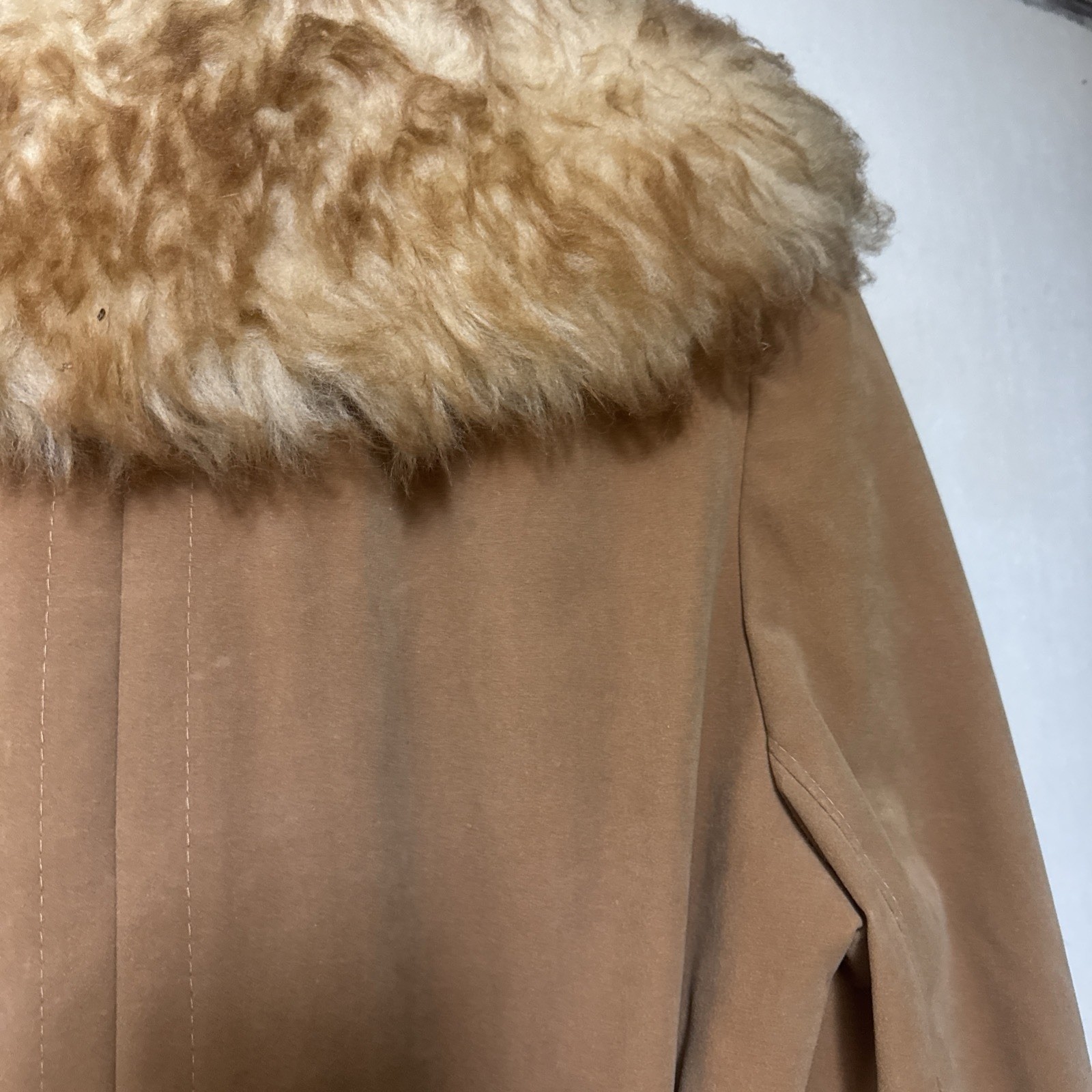 Vintage Sears Suede&Robuck Faux Fur Penny Lane Mob Wife Camel Coat Small Women’s