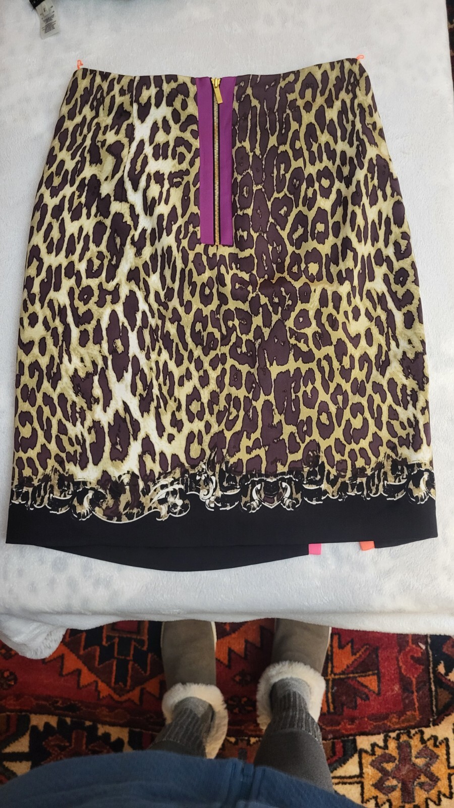 Elie Tahari Skirt Pencil Animal Leopard Print Modern 1990s Zippered Size 4 Cool