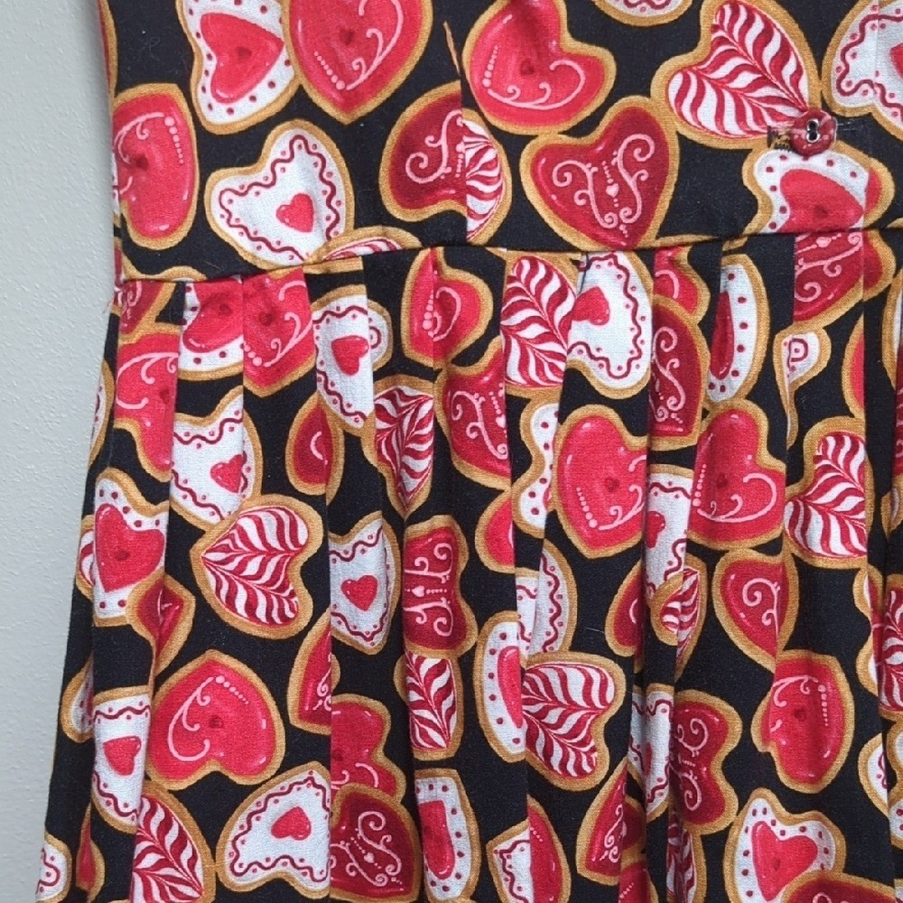 Vtg Style Fervour Modcloth Heart Cookie Dress Valentine’s Day Retro Pinup Med Lg