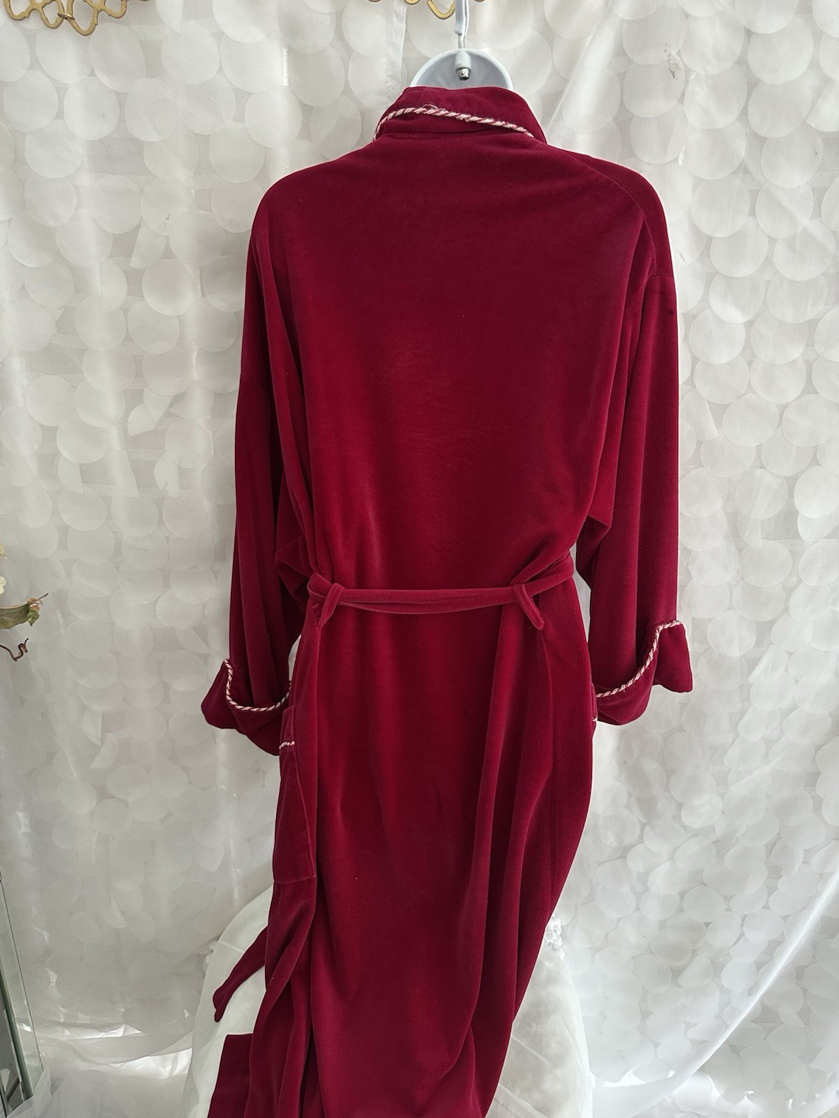 VTG 80’s LONG Ruby Red Velvet Robe Shawl Collar Dressing Gown Pierre Cardin