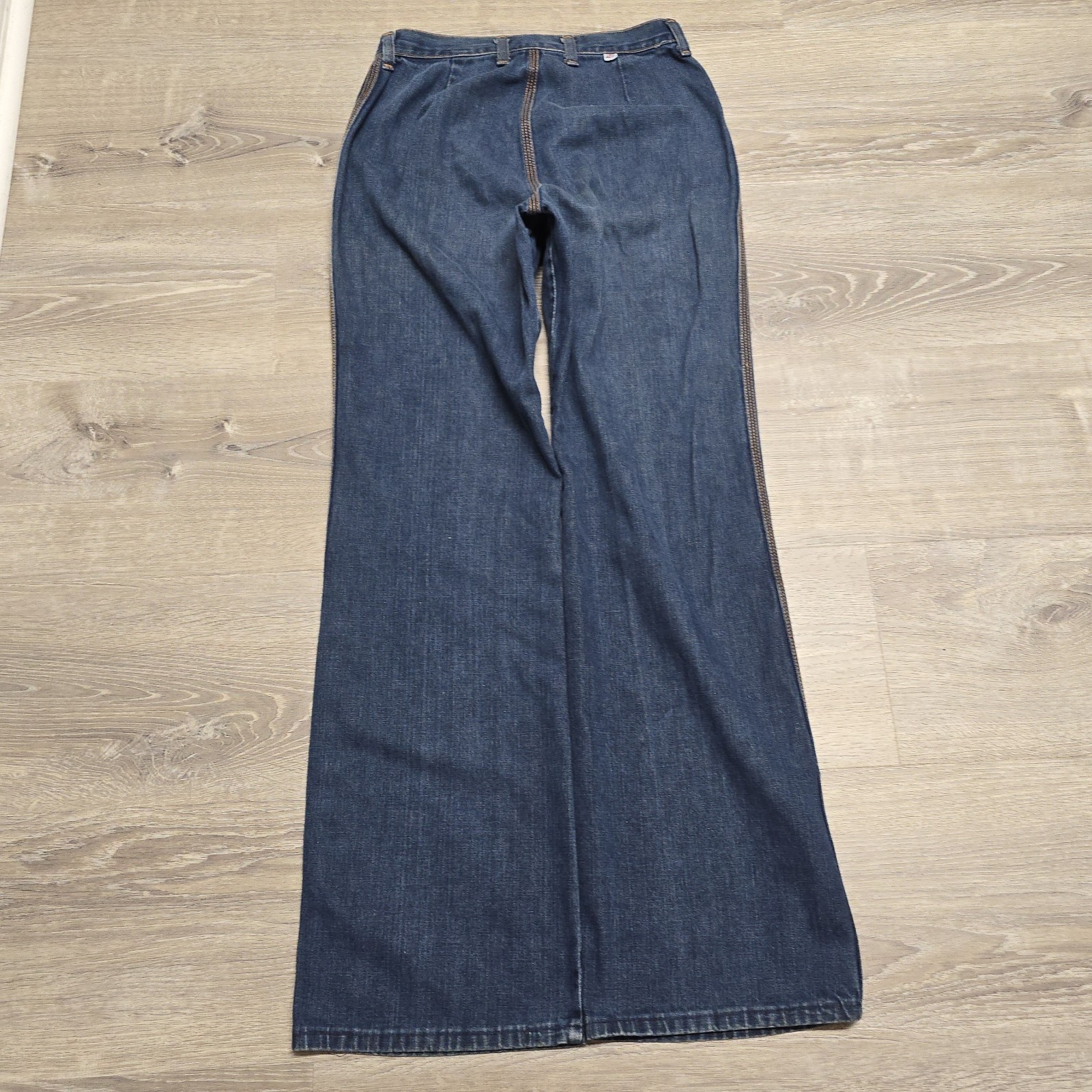 Vintage Long Time Friend Bell Bottom Jeans Womens Sz 12 28×32 Dark Wash 70s Wide