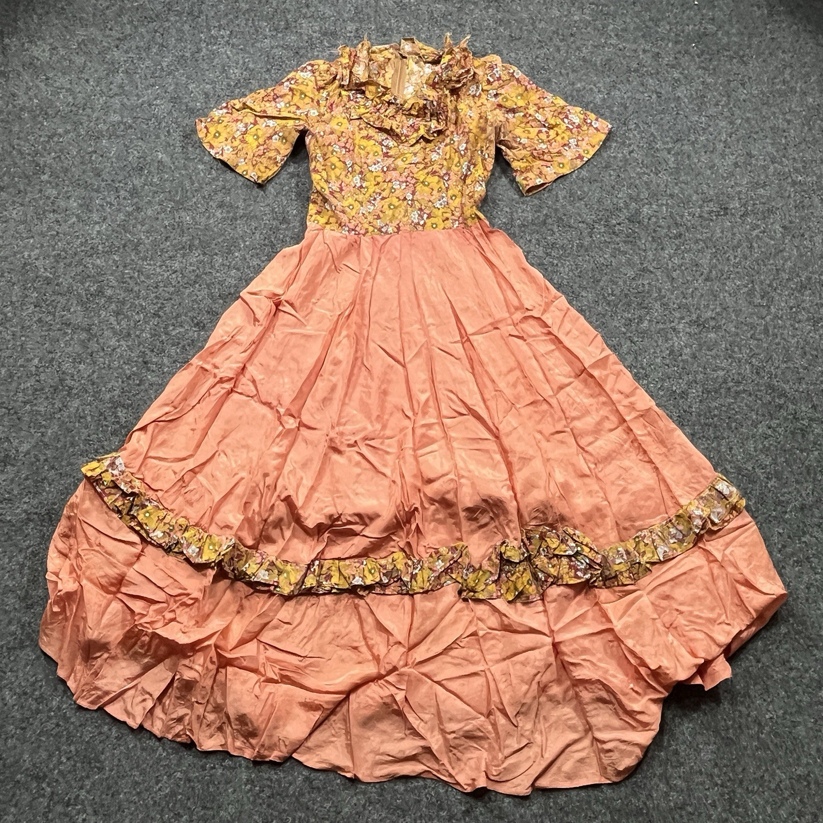 Vintage Floral Prairie 70s Maxi Dress Womens ? Medium Cottagecore Hippie Folk