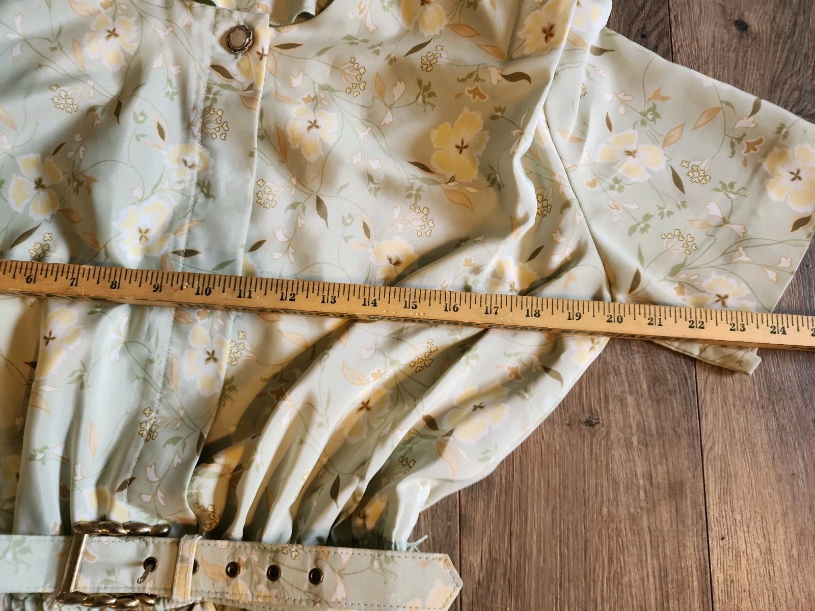 Vintage LESLIE FAY Floral Pleated retro swing Dress Belted 12 Longline Tea Midi