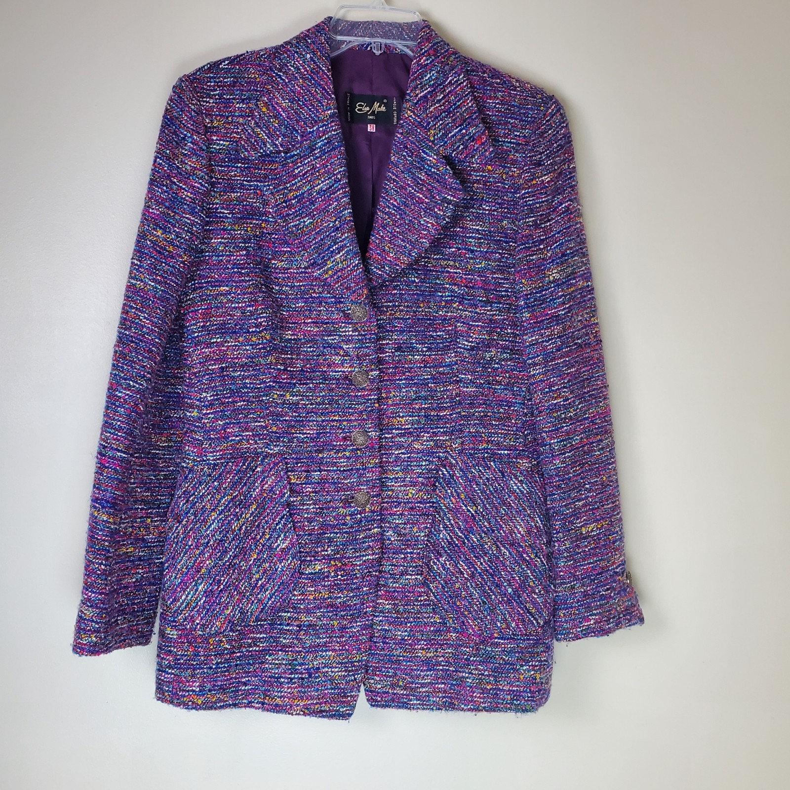 Vintage Elsa Mahr Paris France Tweed Boucle Women’s Suit French 38 US 6 Classic