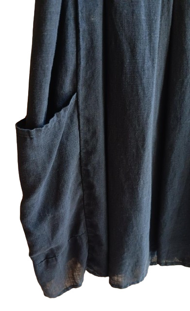 VTG FLAX Jeanne Engelhart Black Linen Short Dress/Top Lagenlook – Size L!