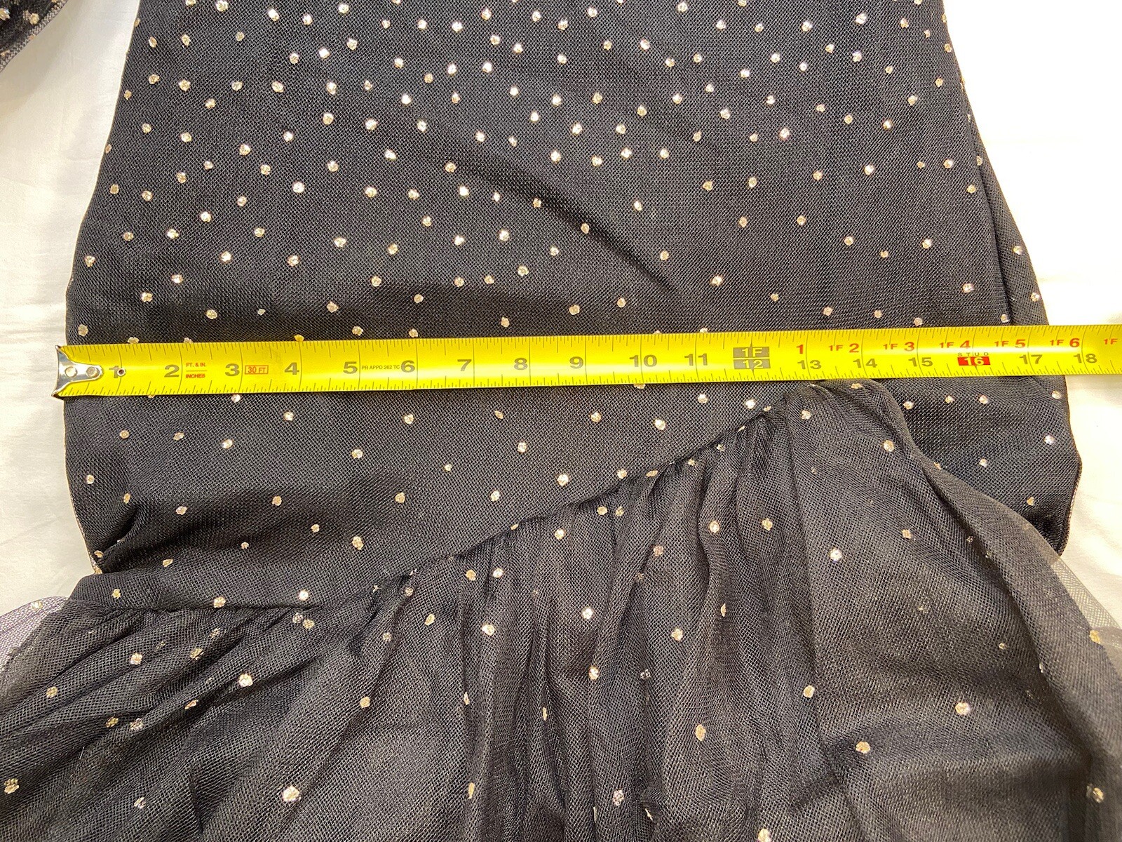 Vintage Travilla black Tulle & Gold sparkle Evening dress long sleeve size 10