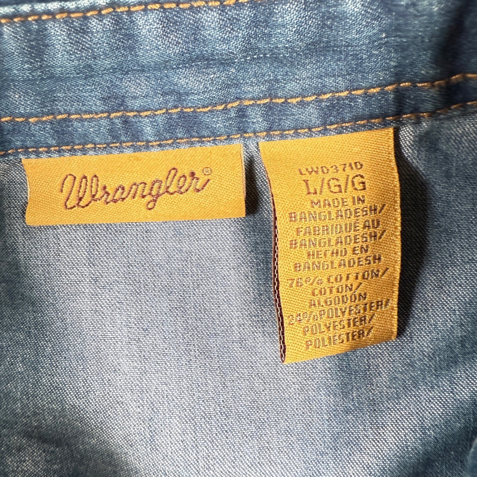 Wrangler Dress Women’s Large Long Sleeve Denim Western Rodeo Cowgirl Mini Retro