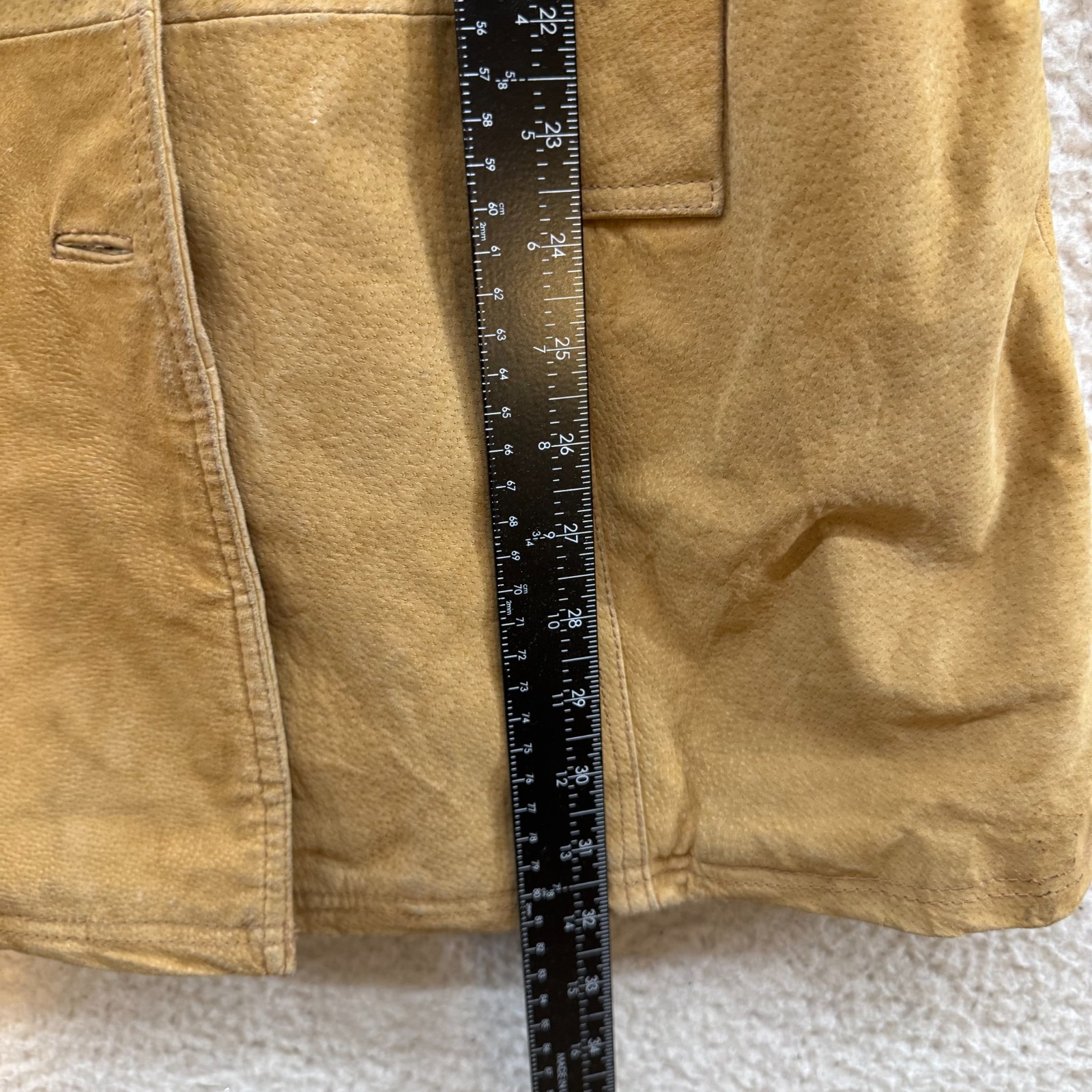 Y2K Vintage Suede Leather Jacket Small Medium Tan Khaki Beige Button Up
