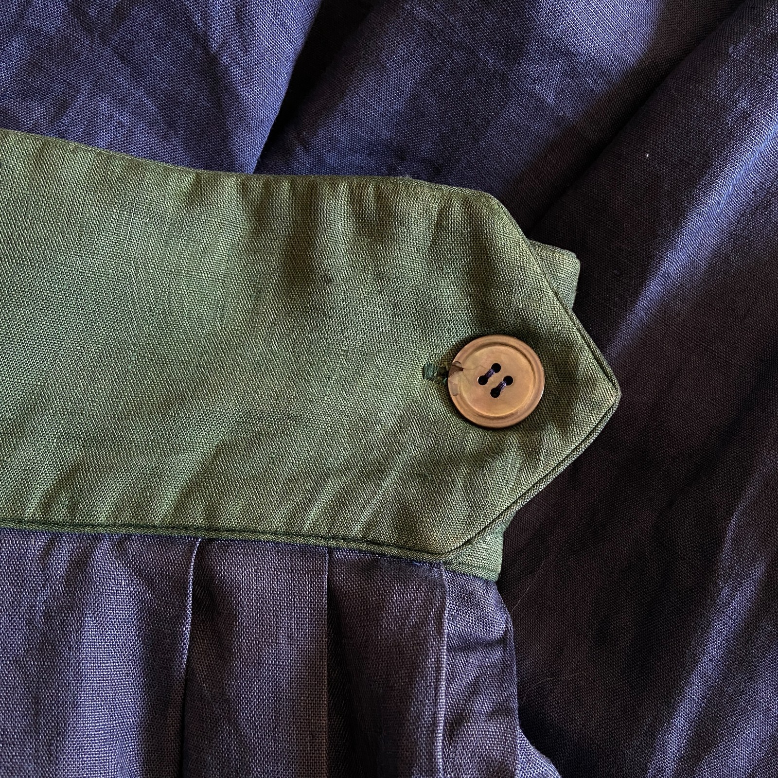 Vintage 1980s Blue Linen Skirt by Perry Ellis 24 in Waist XS Extra Small