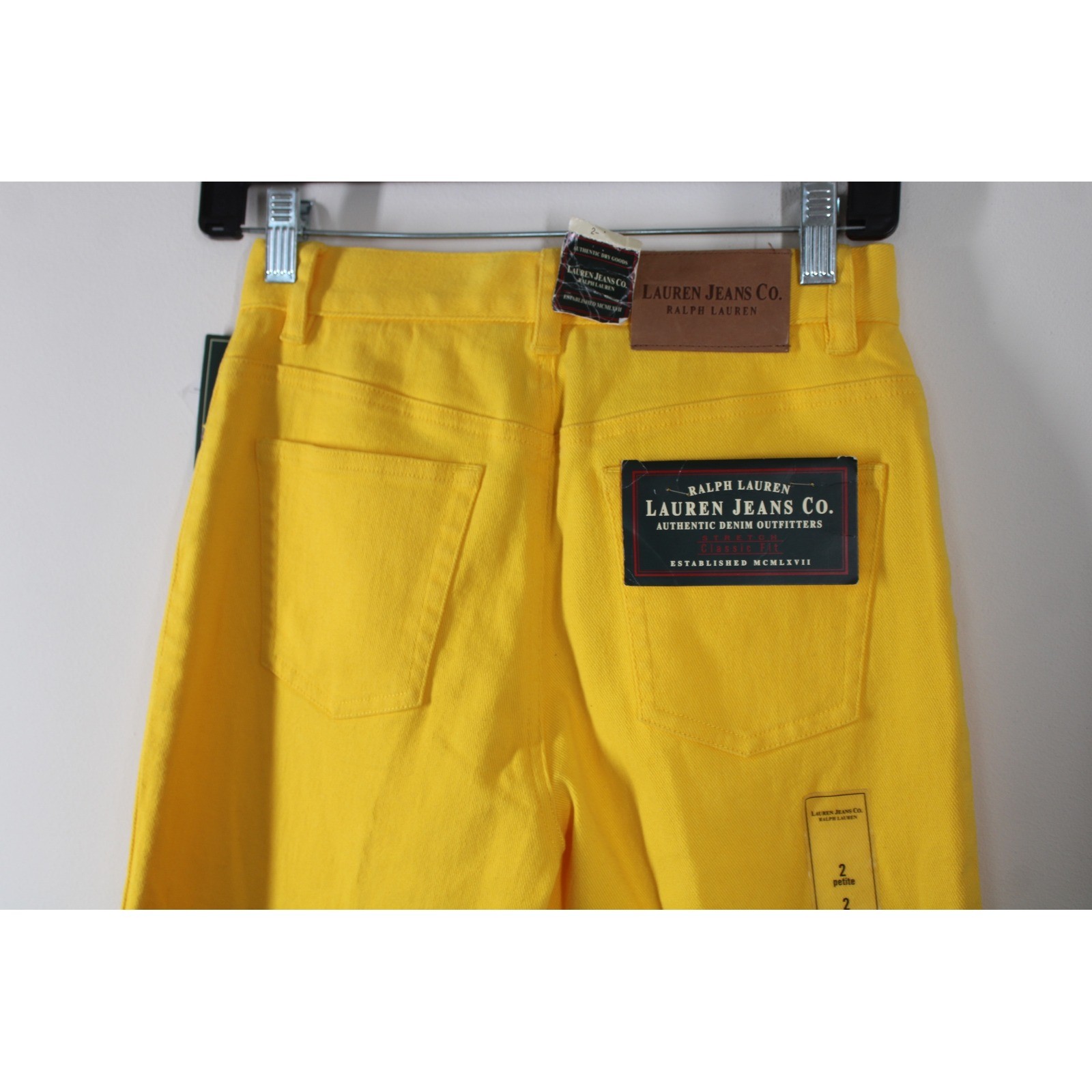 Vtg NWT Lauren Ralph Lauren 2P Yellow Jeans Classic Fit High Rise Stretch Denim