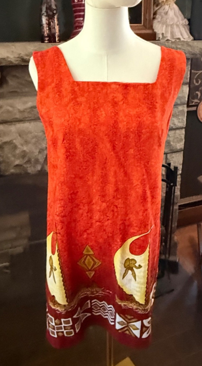 Vintage MCM 1960’s Polynesian Bazaar Hawaiian Dress Waikiki Hawaii Med