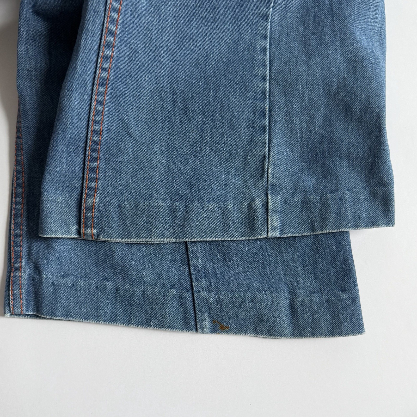 70s Faded Glory Flare Leg Double Button Overall Jumpsuit Size 7 /Small 26×29