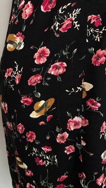 Vintage 1990s black pink romper XXL novelty print hats floral rayon plus size