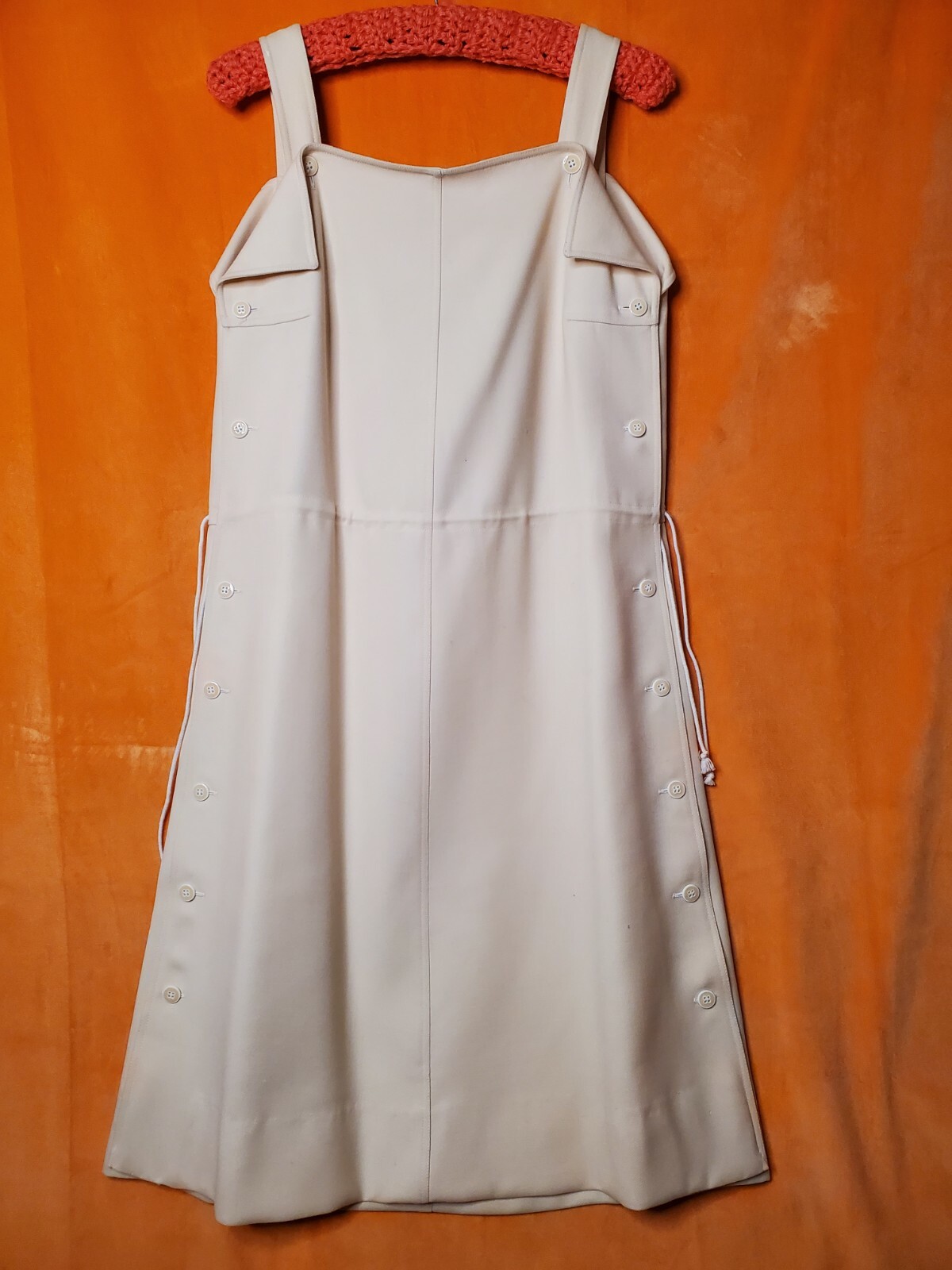 COURREGES c.1970’s Hyperbole Wool Beige Sleeveless A-Line Jumper Dress