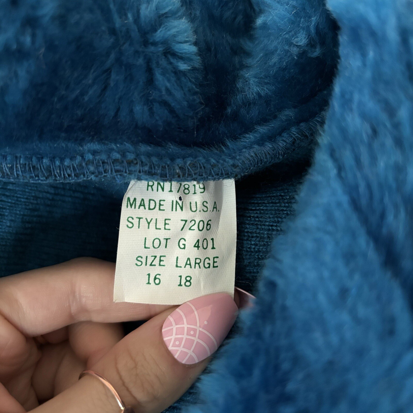 Vintage Kingly 1970’s Blue Faux Fur Wrap Robe Size Large 16/18 Made In USA