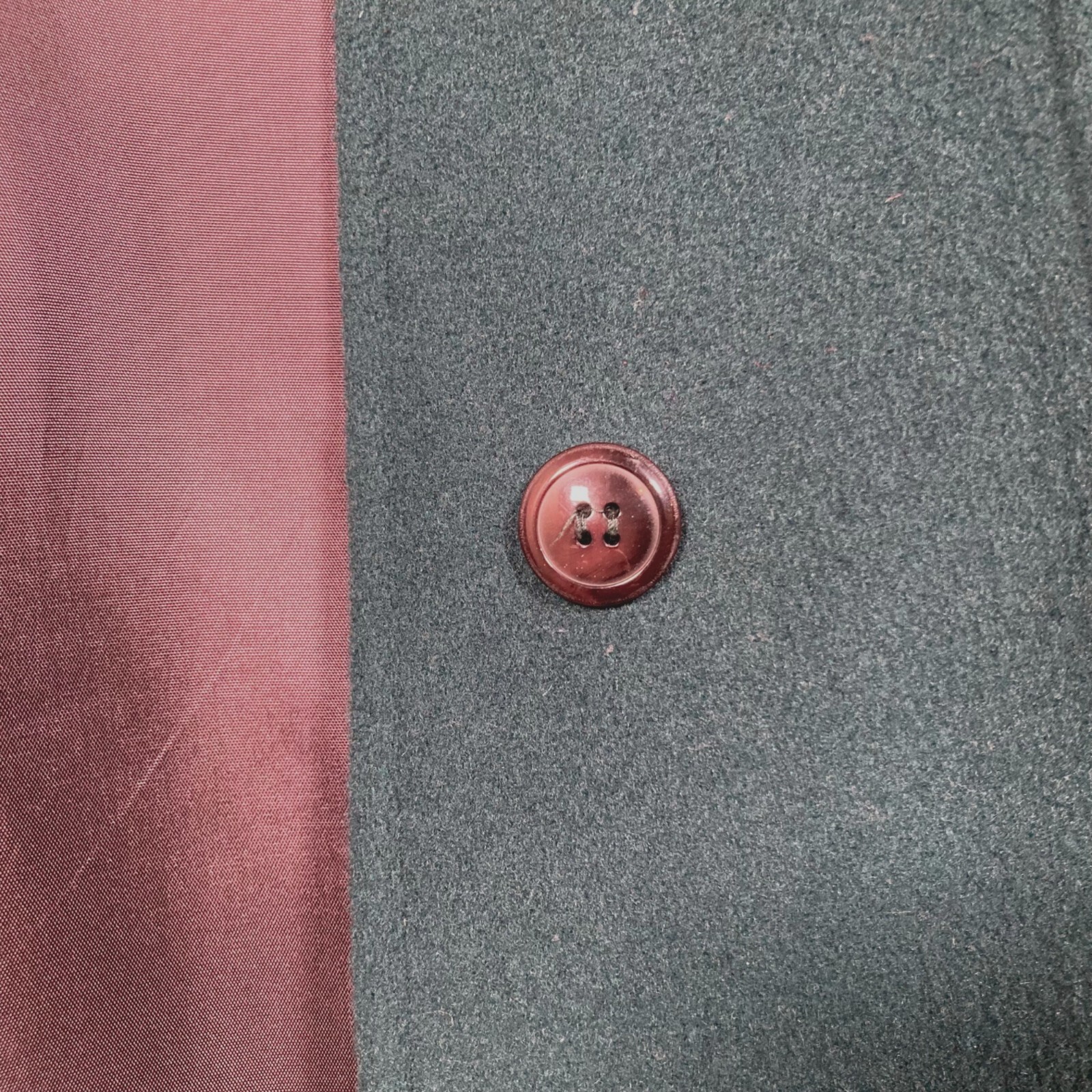 Vintage Herman Kay Womens Dark Green Wool Blend Long Coat Button Pockets Size 16