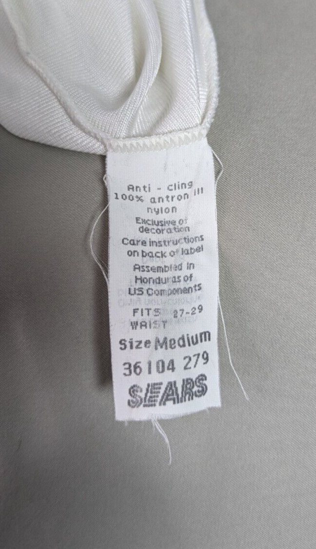 Vintage Sears Half Slip Lingerie Lace Nylon Undergarments White Anti Cling M