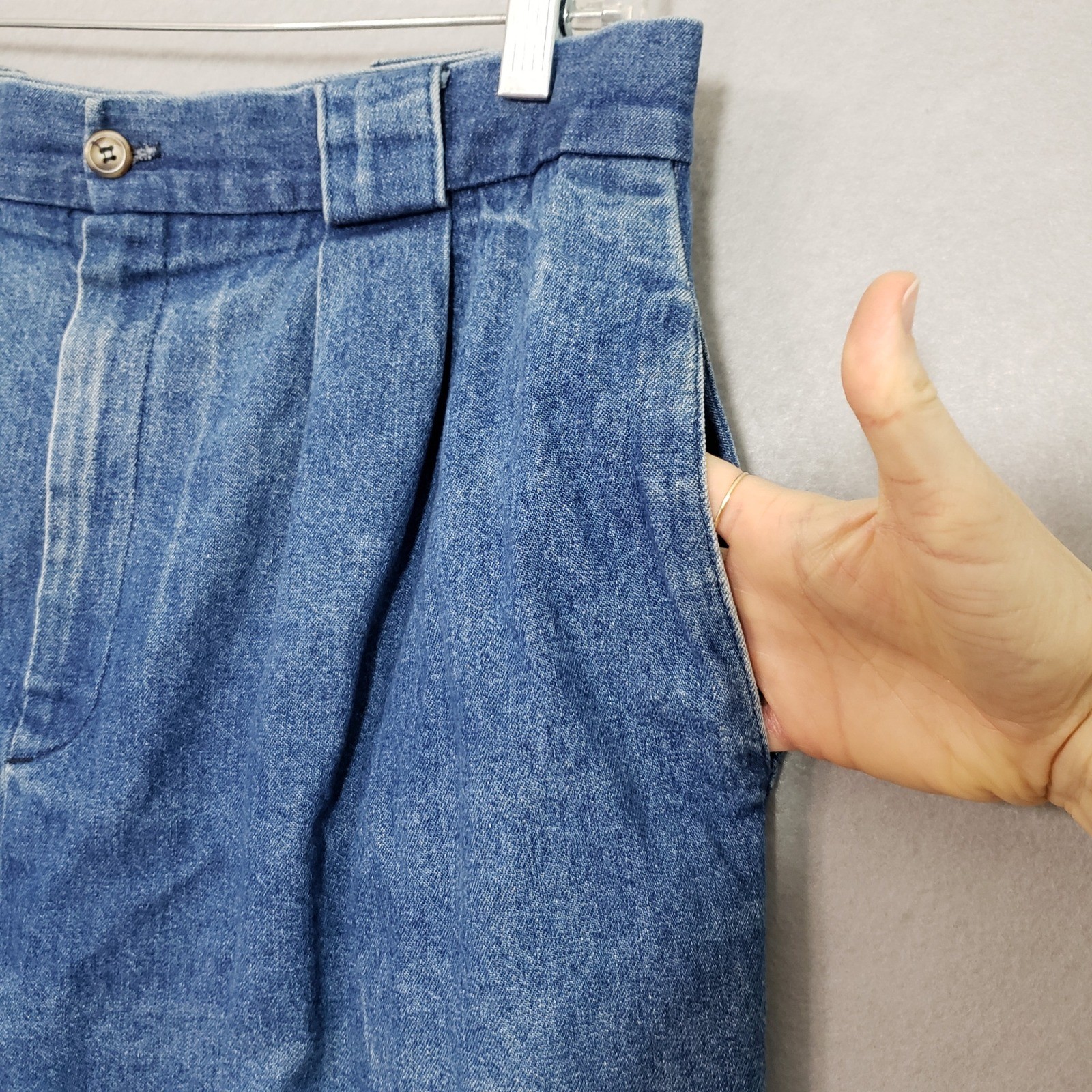 American Eagle Womens 31 Vintage Denim Midi Skirt Blue Pleated High Waist 90s