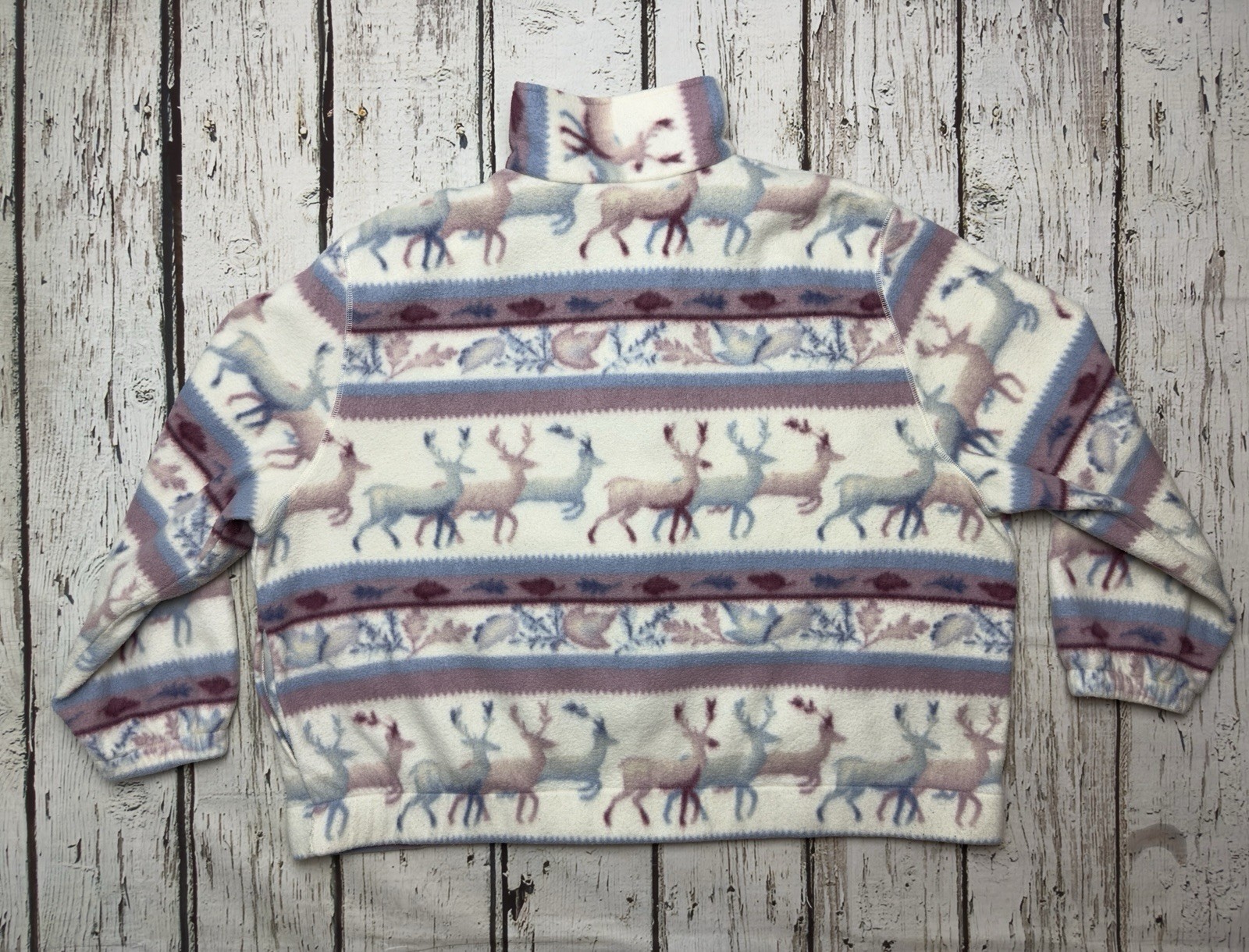 VTG Deer Stag All Over Print TanJay Women’s Fleece Full Zip Sweater Sweatshirt
