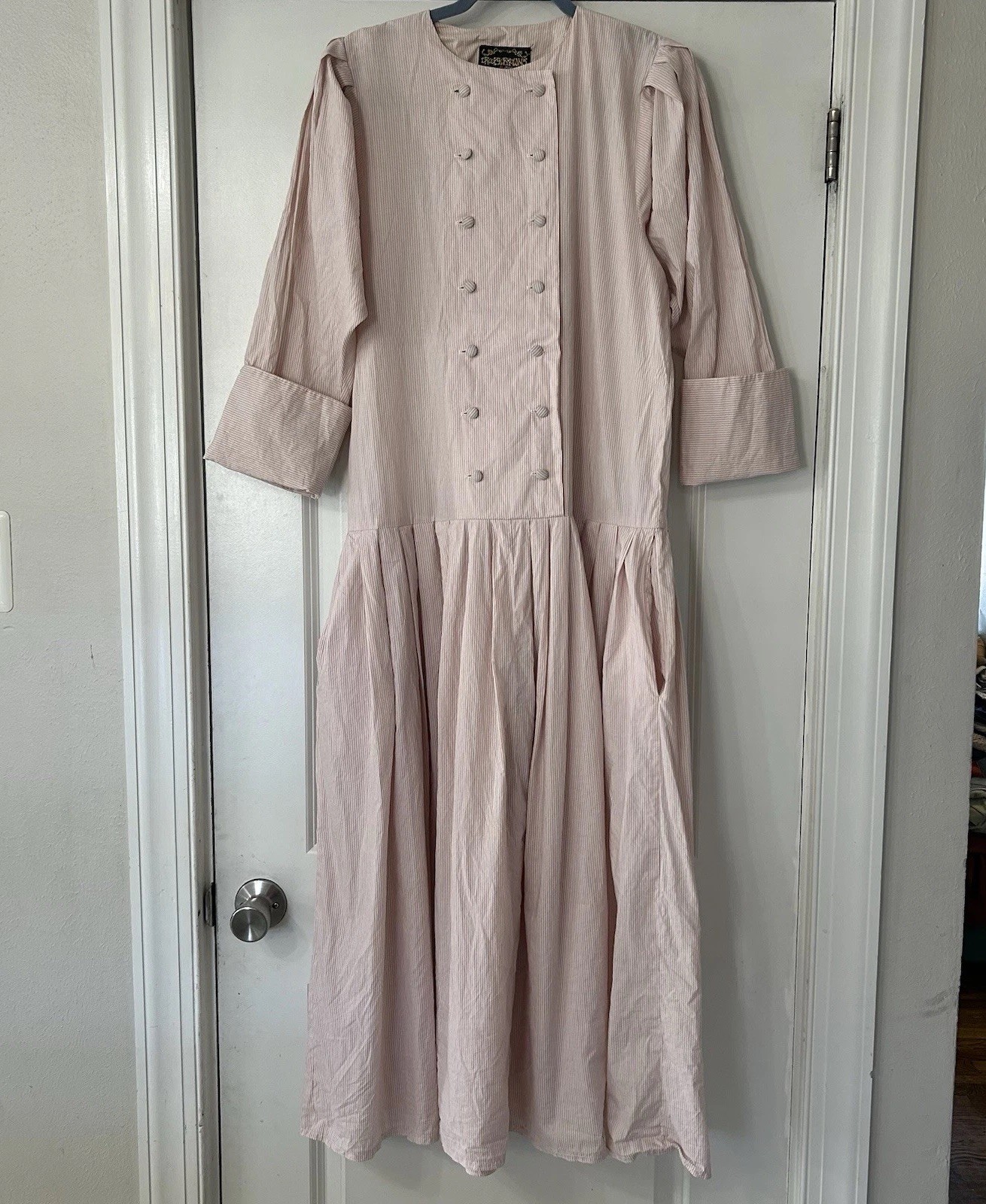 VTG Droopy & Browns Angela Holmes Women’s 14 Pink Striped Cottage Core Prairie