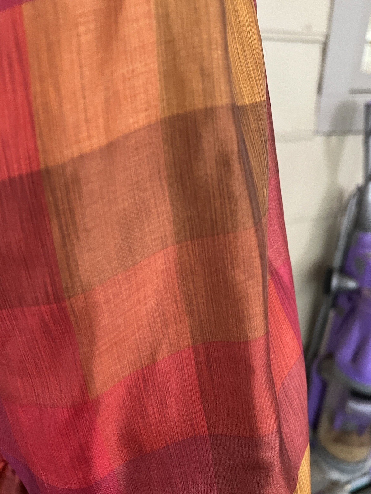 Vintage Donna Morgan For Non Stop Burgundy & Gold Plaid Dress Size Small