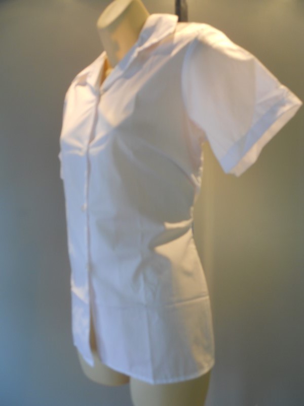 Nos Vintage 1960s White Blouse Uniform Shirt Waitress School College Preppy 36