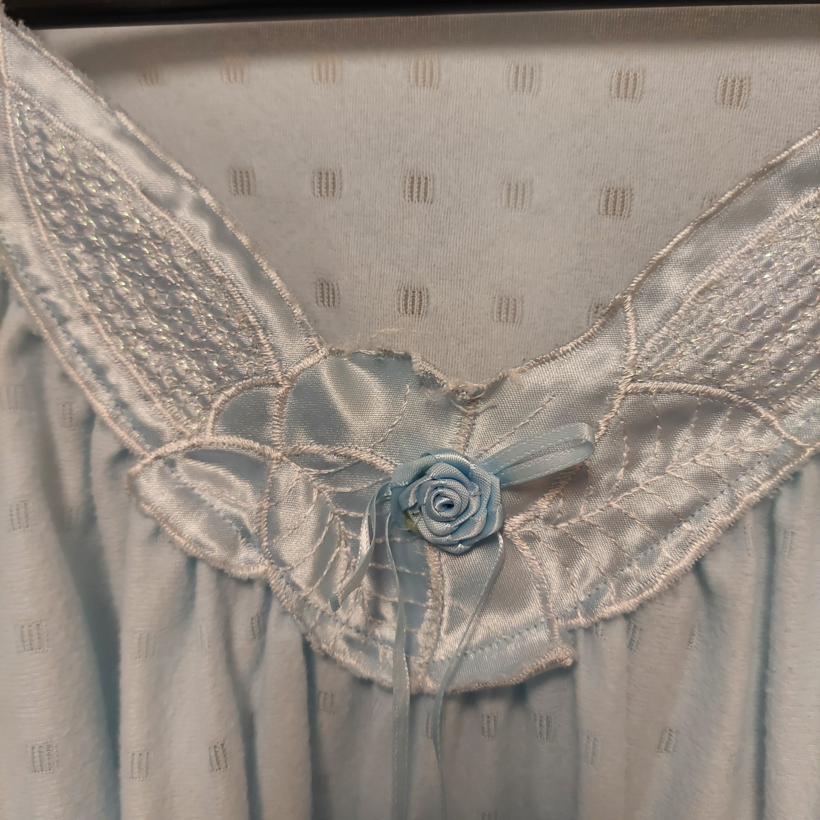 Komar Vintage Nightgown Rosette Long Sleeve USA L Flannel Cottage Coquette