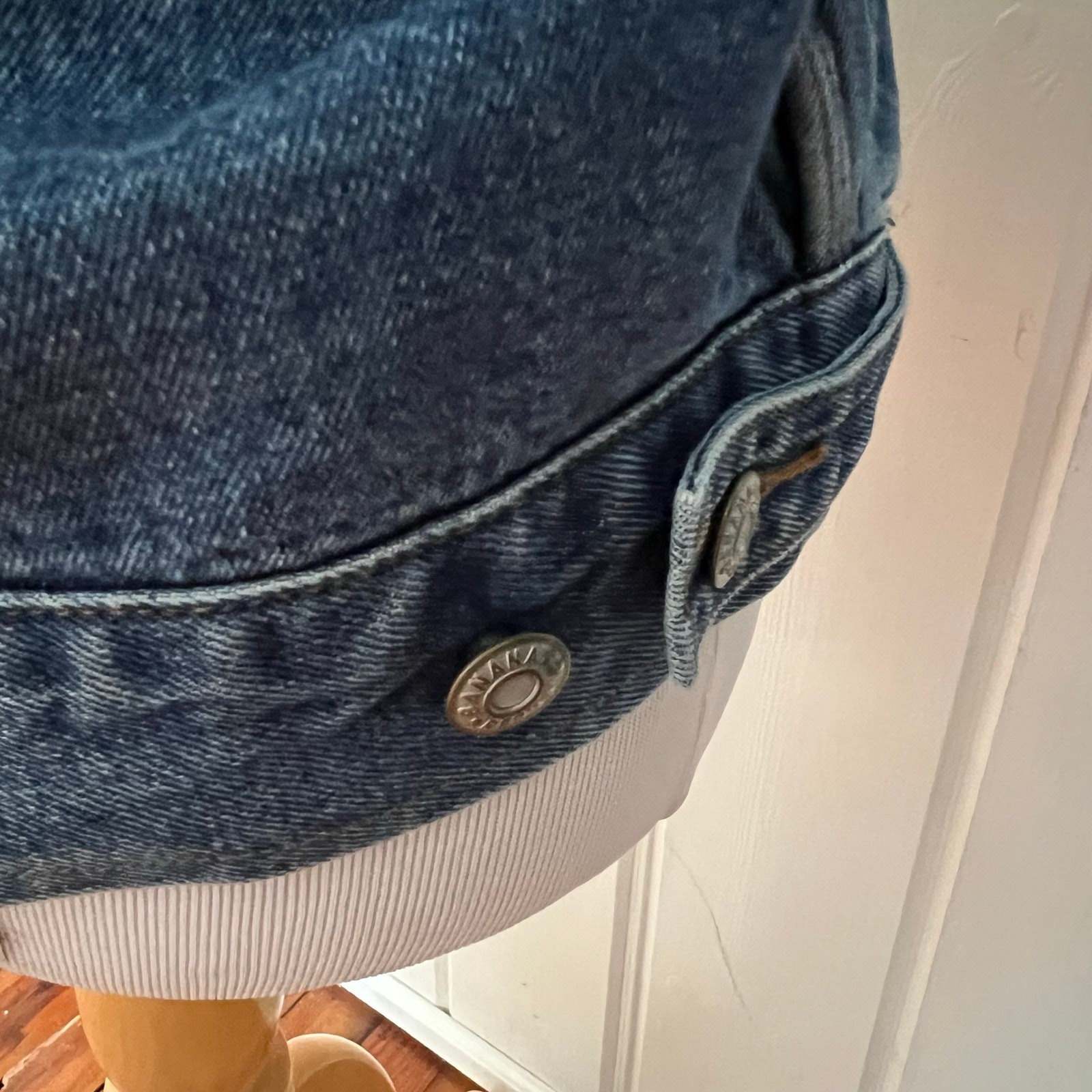 Vintage 90s Banana Republic Leather Collar Denim Jacket Oversized Women’s L